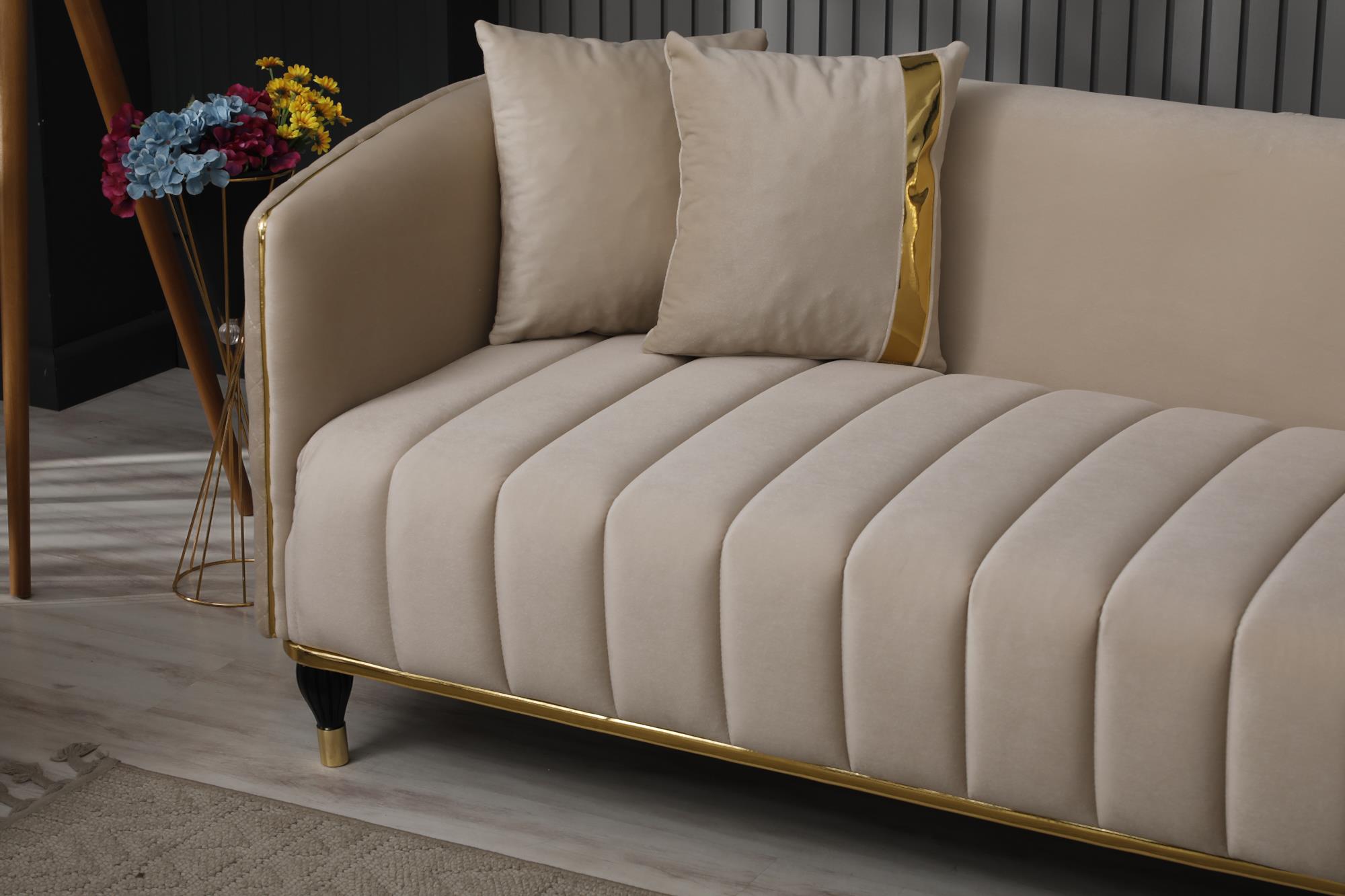 Toronto 3-pieces (Sofa & Loveseat & Chair) Livingroom Set Cream