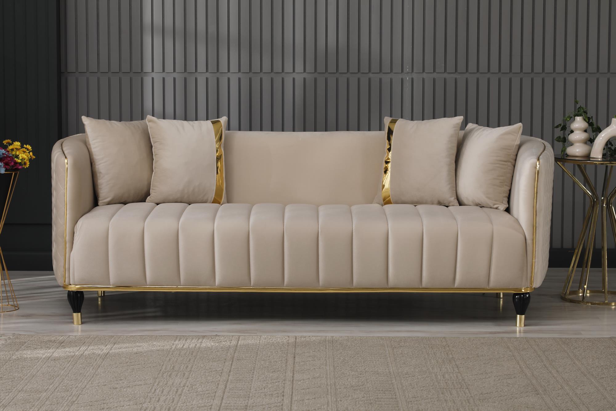 Toronto 3-pieces (Sofa & Loveseat & Chair) Livingroom Set Cream