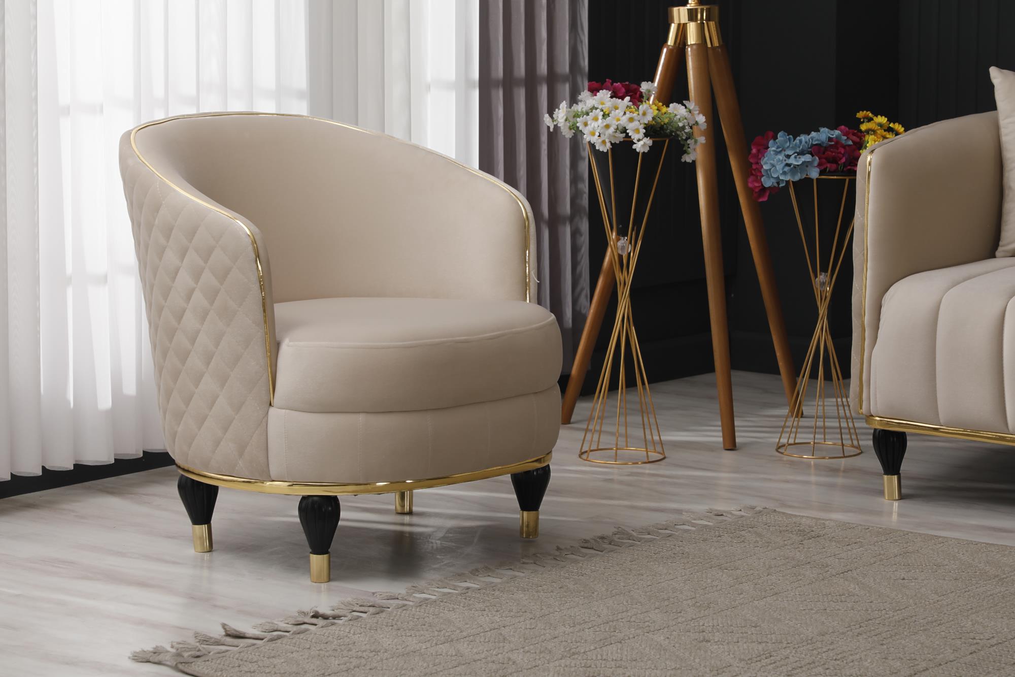 Toronto 3-pieces (Sofa & Loveseat & Chair) Livingroom Set Cream