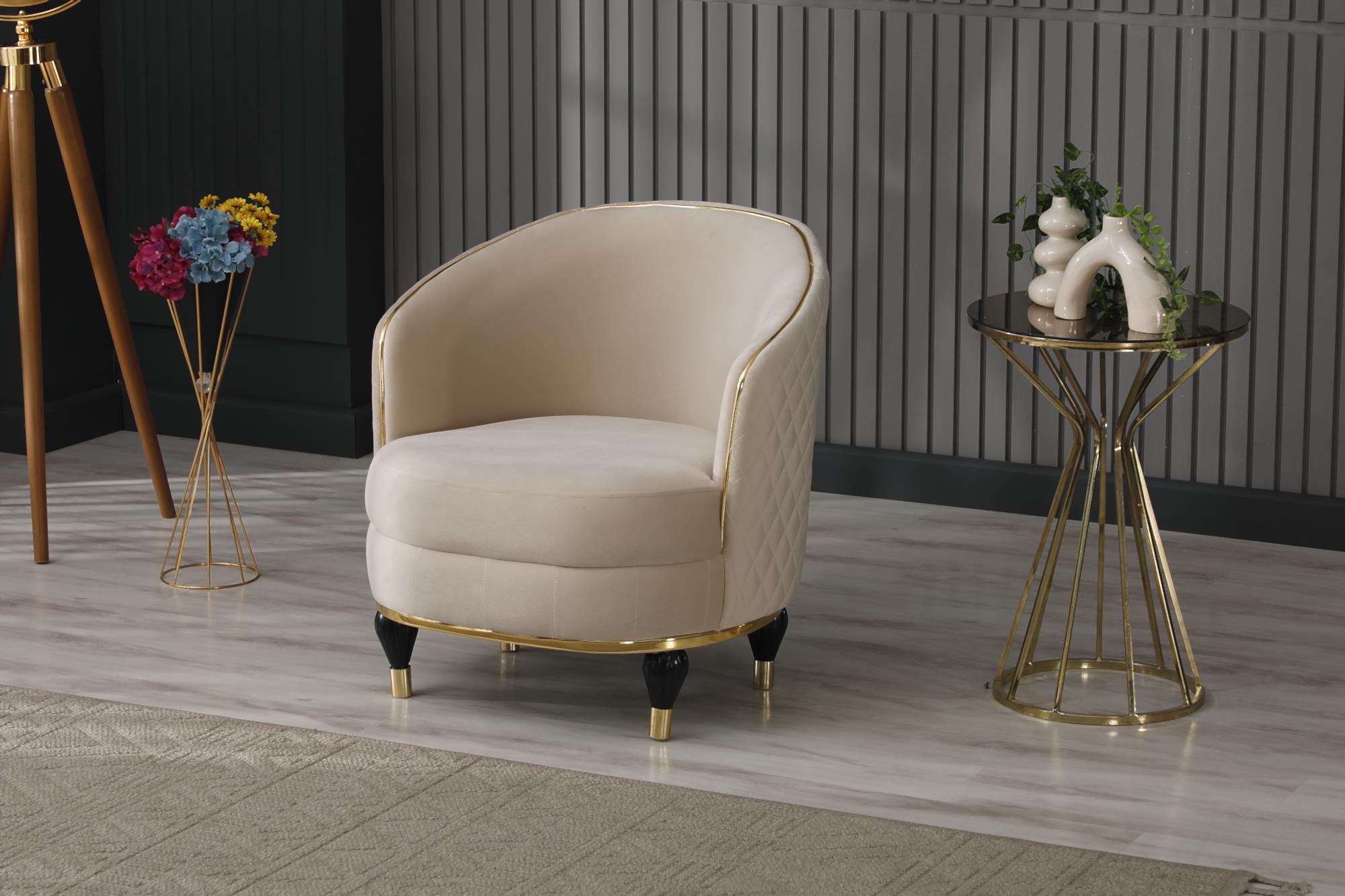 Toronto 3-pieces (Sofa & Loveseat & Chair) Livingroom Set Cream