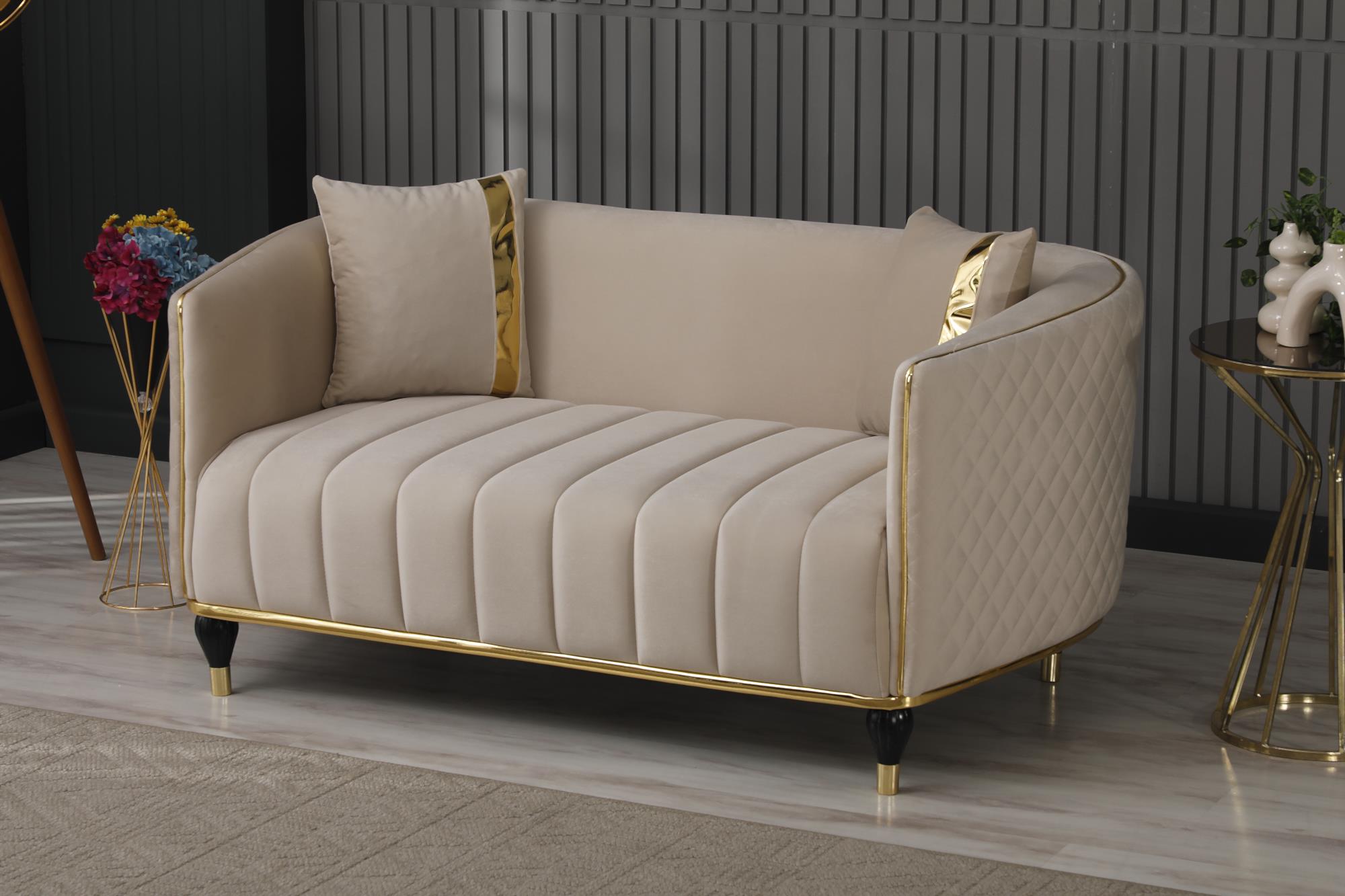 Toronto 3-pieces (Sofa & Loveseat & Chair) Livingroom Set Cream