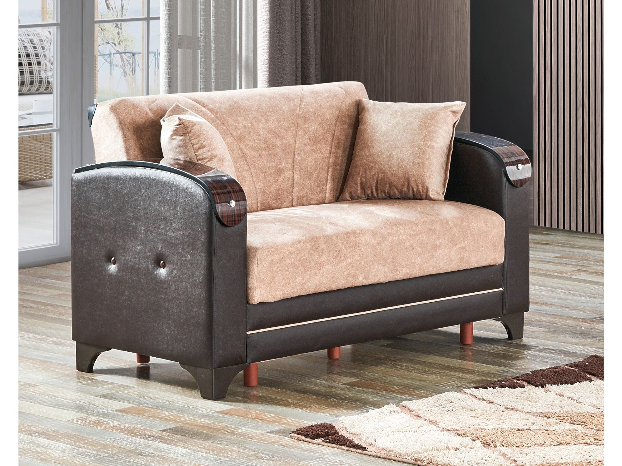 Senem Convertible Loveseat Light Brown