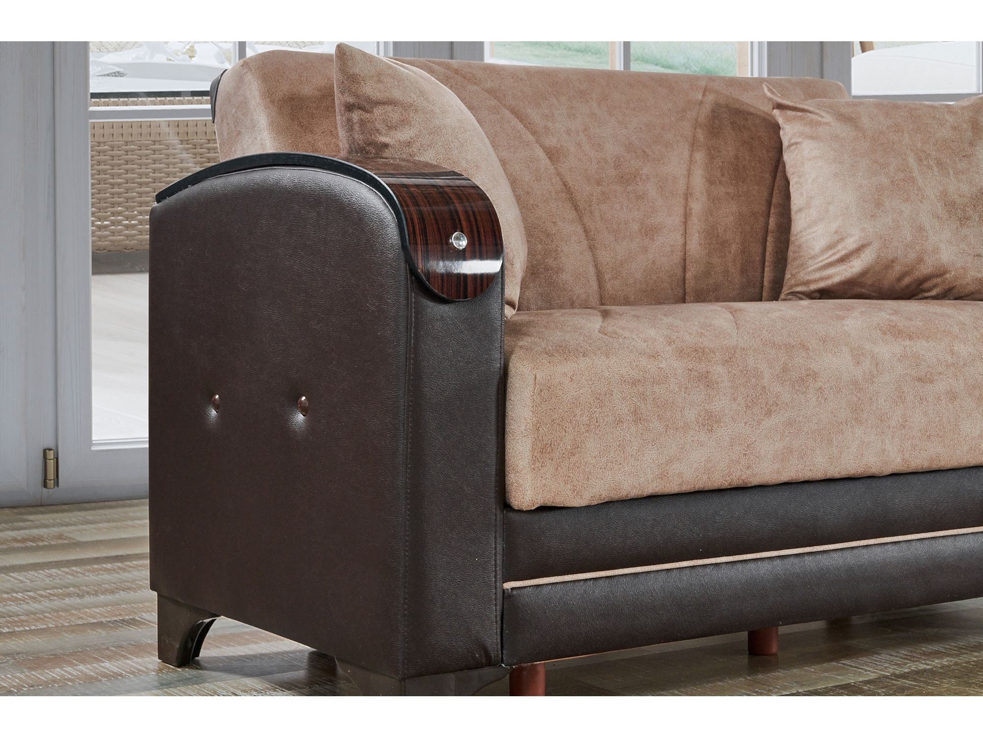 Senem Convertible Loveseat Light Brown