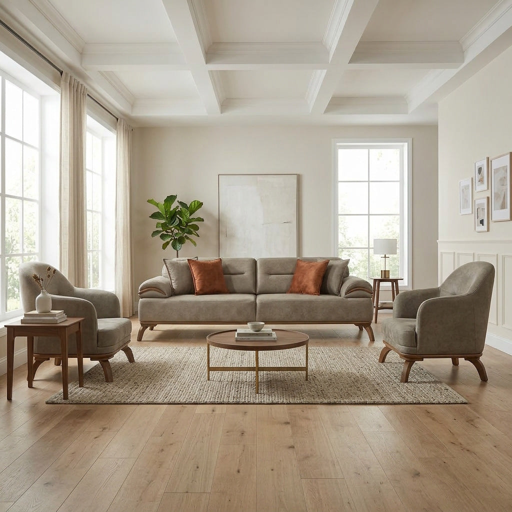 Mia 4-pieces (2 Sofa & 2 Chair) Livingroom Set Beige