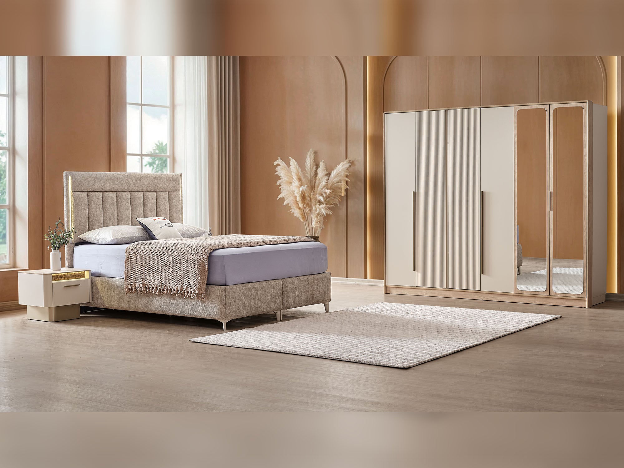 Alessa Al Bed Frame With Headboard