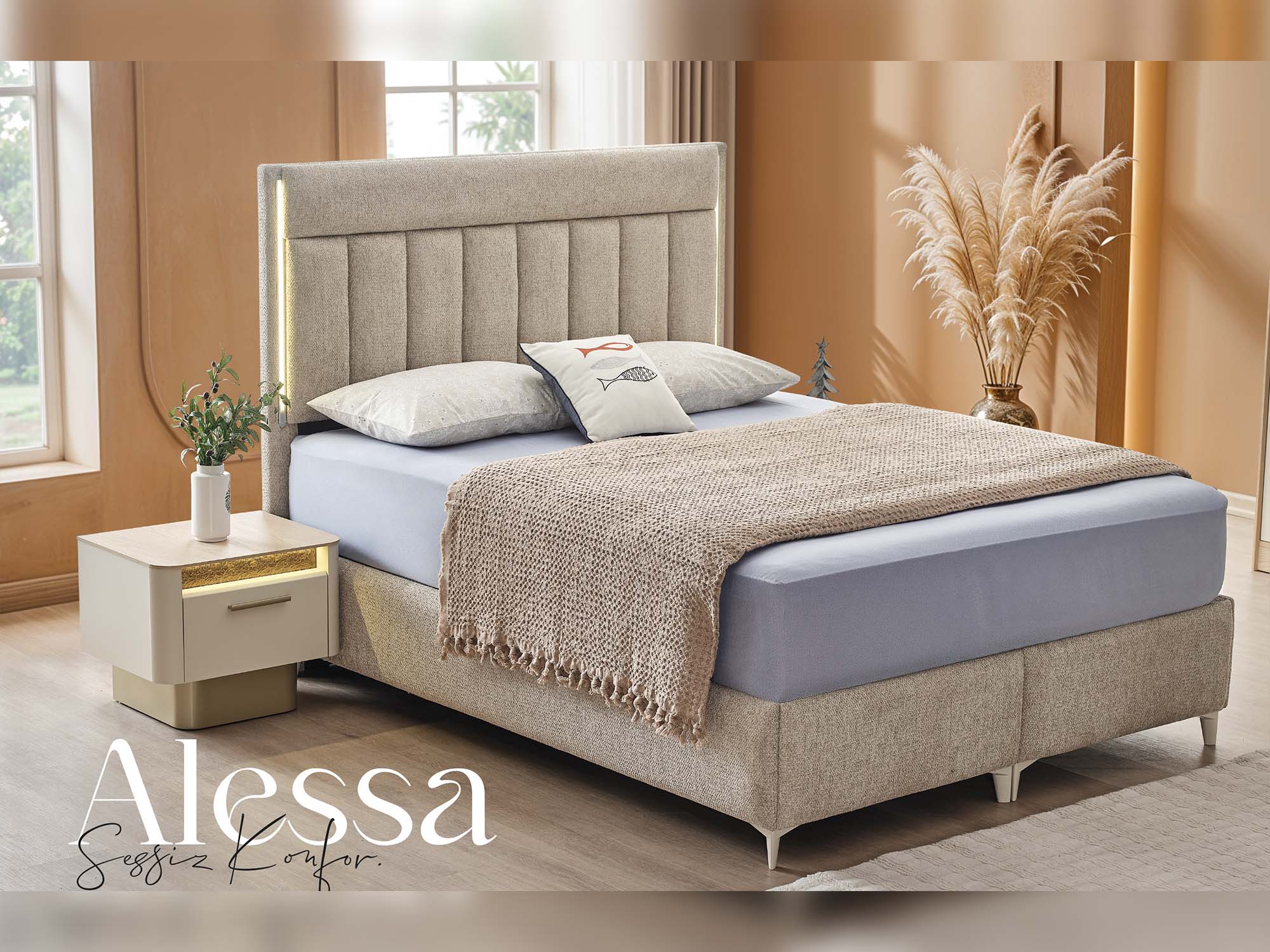 Alessa Al Bed Frame With Headboard