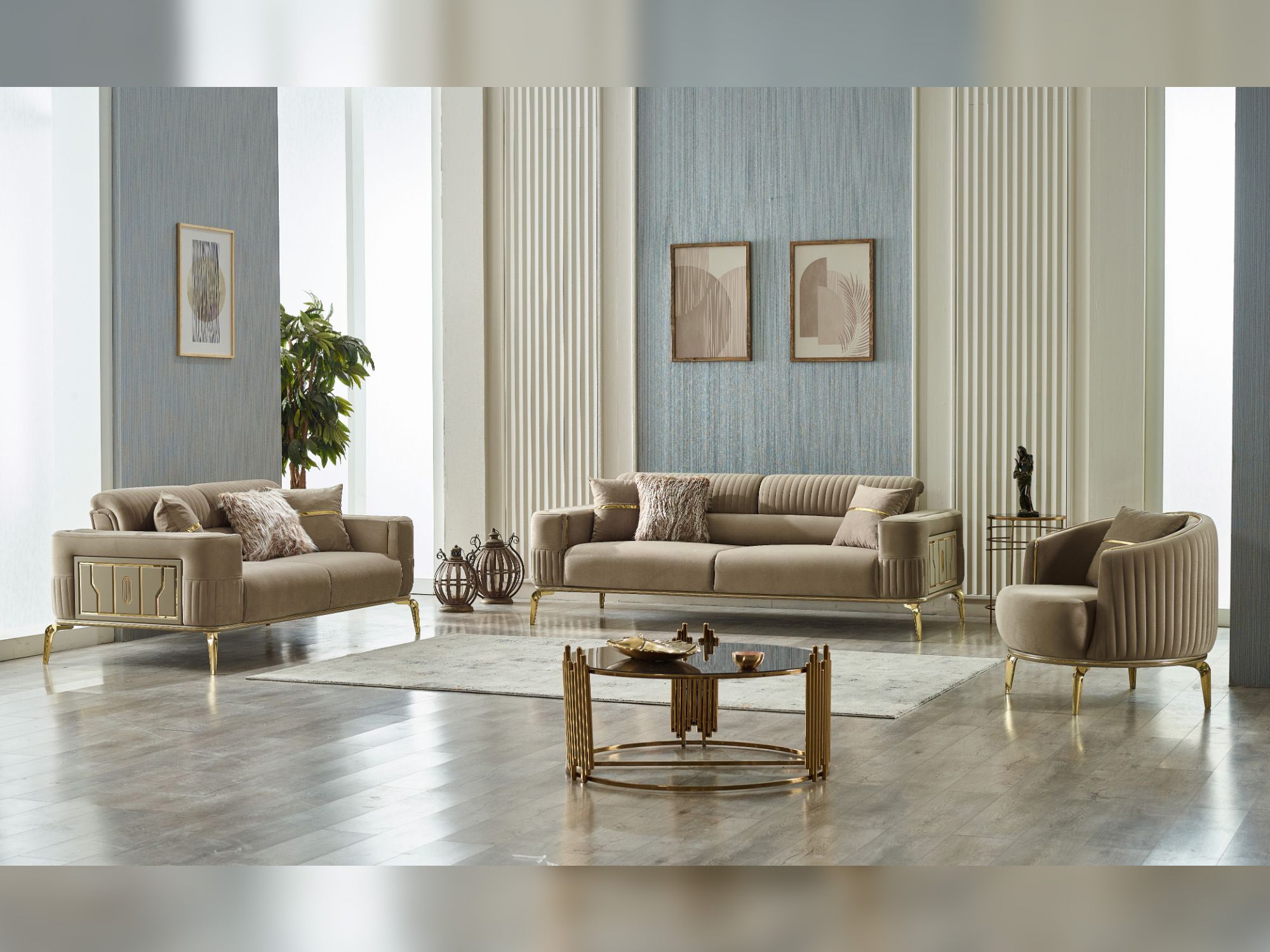 Armoni 3-pieces (Sofa & Loveseat & Chair) Livingroom Set Beige