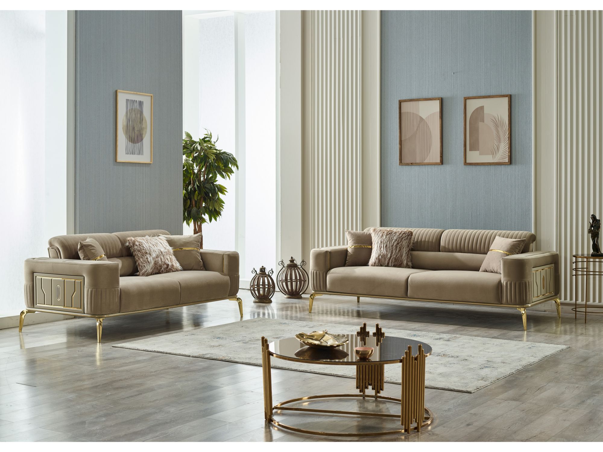 Armoni 3-pieces (Sofa & Loveseat & Chair) Livingroom Set Beige