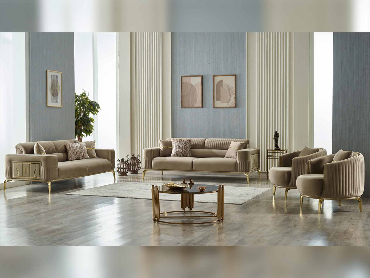 Armoni 4 pieces (2 Sofa & 2 Chair) Livingroom Set Beige