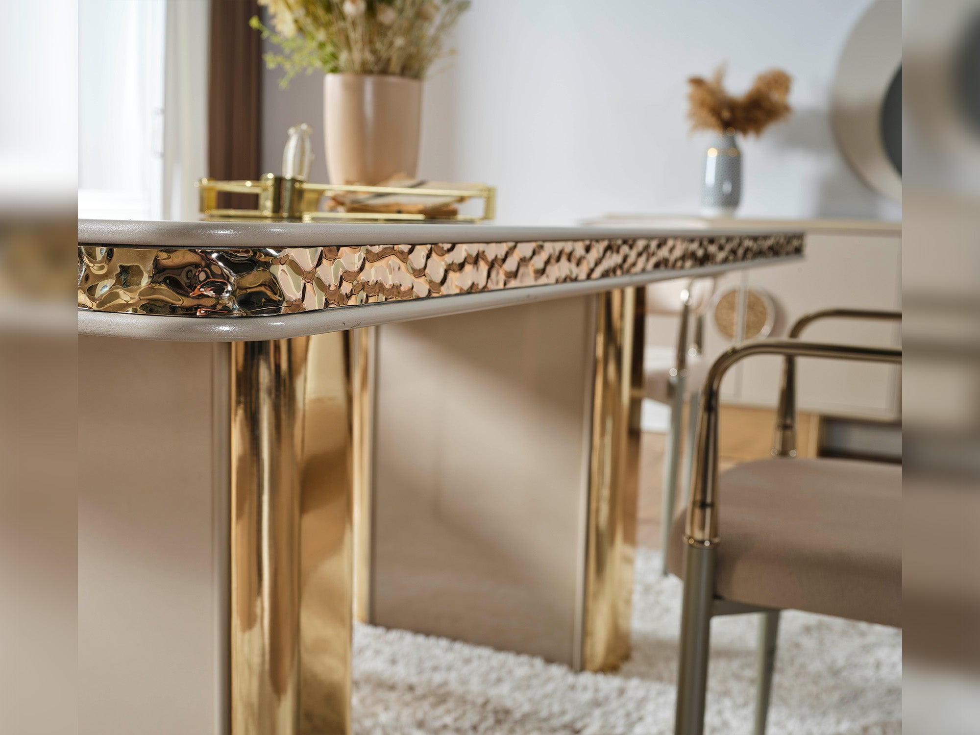 Armoni Elf Diningroom (Consol With Mirror & Dining Table & 6 Dining Chair)