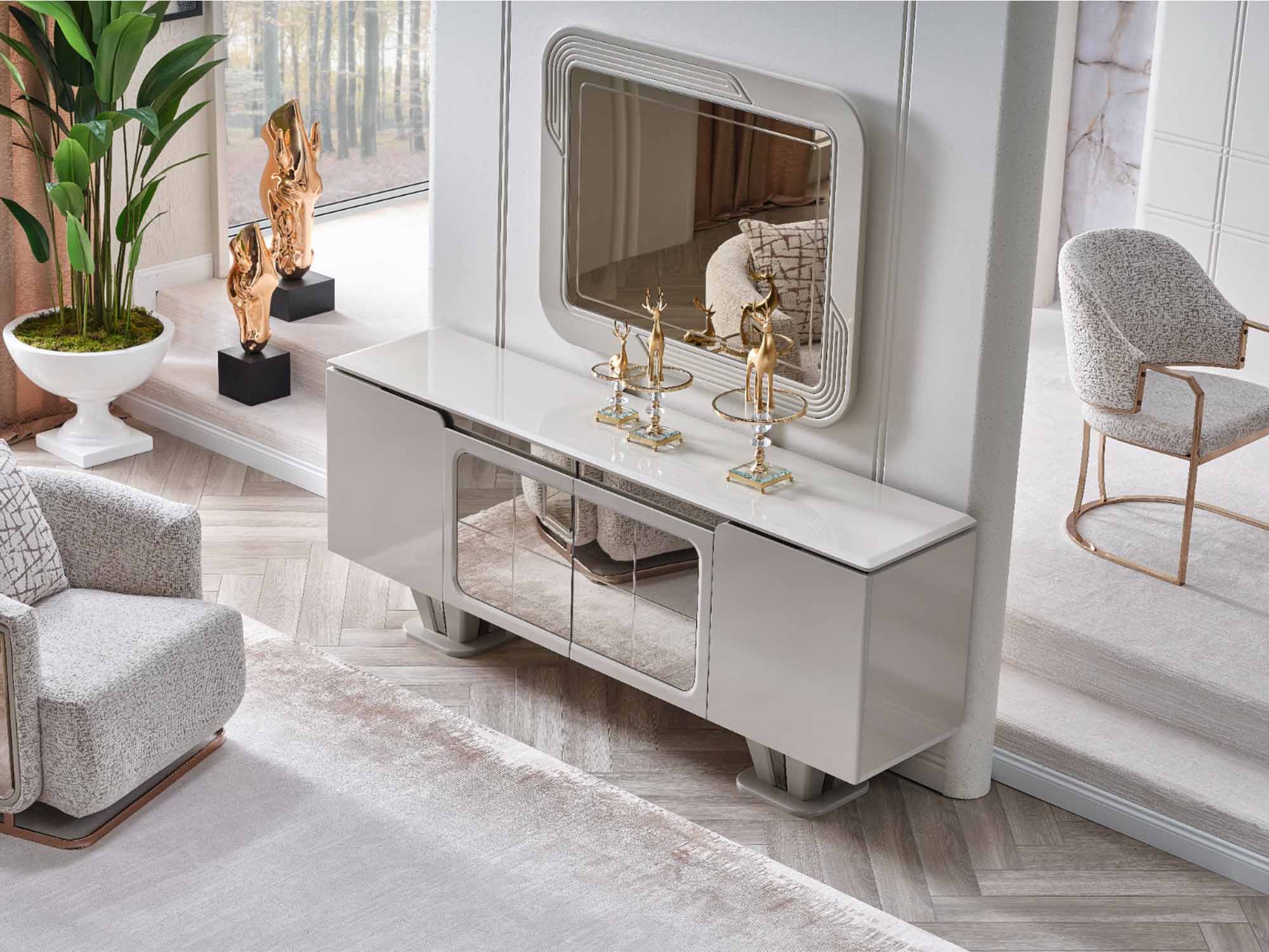 Asel Diningroom (Consol With Mirror & Dining Table & 6 Dining Chair)