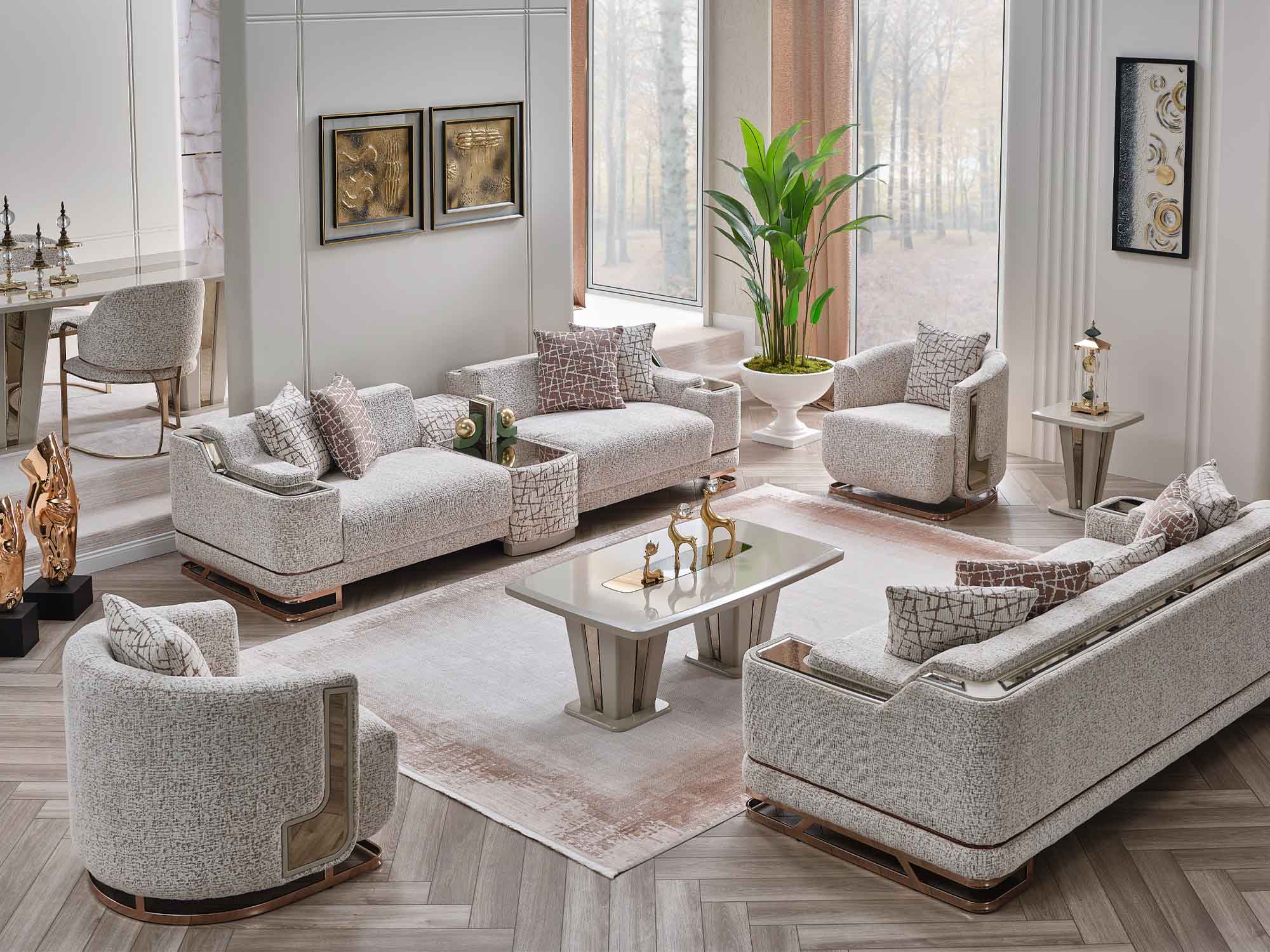 Asel 4-pieces (Four Seat Sofa & Sofa & 2 Chair) Livingroom