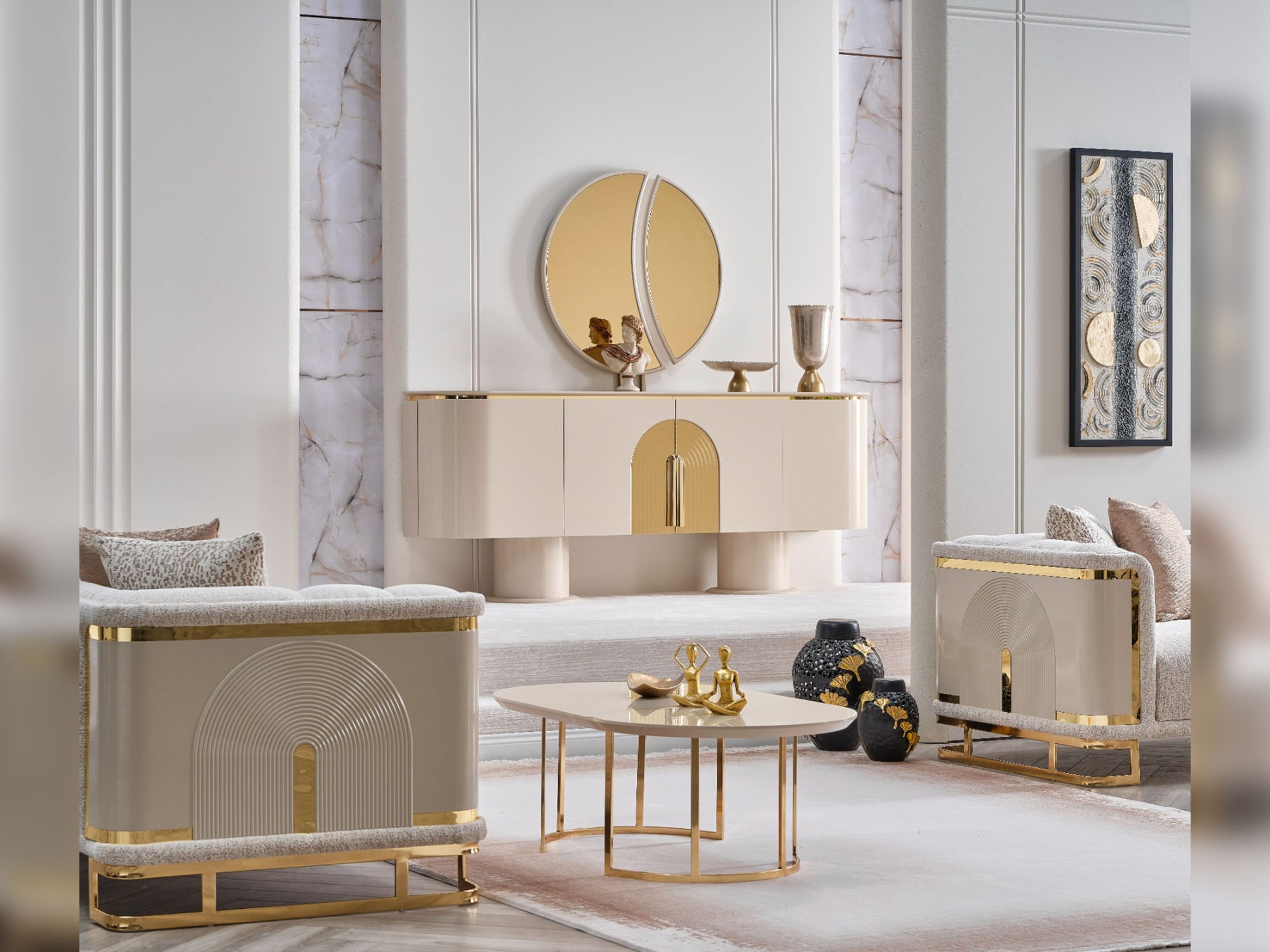 Asos Diningroom (Consol With Mirror & Dining Table & 6 Dining Chair)