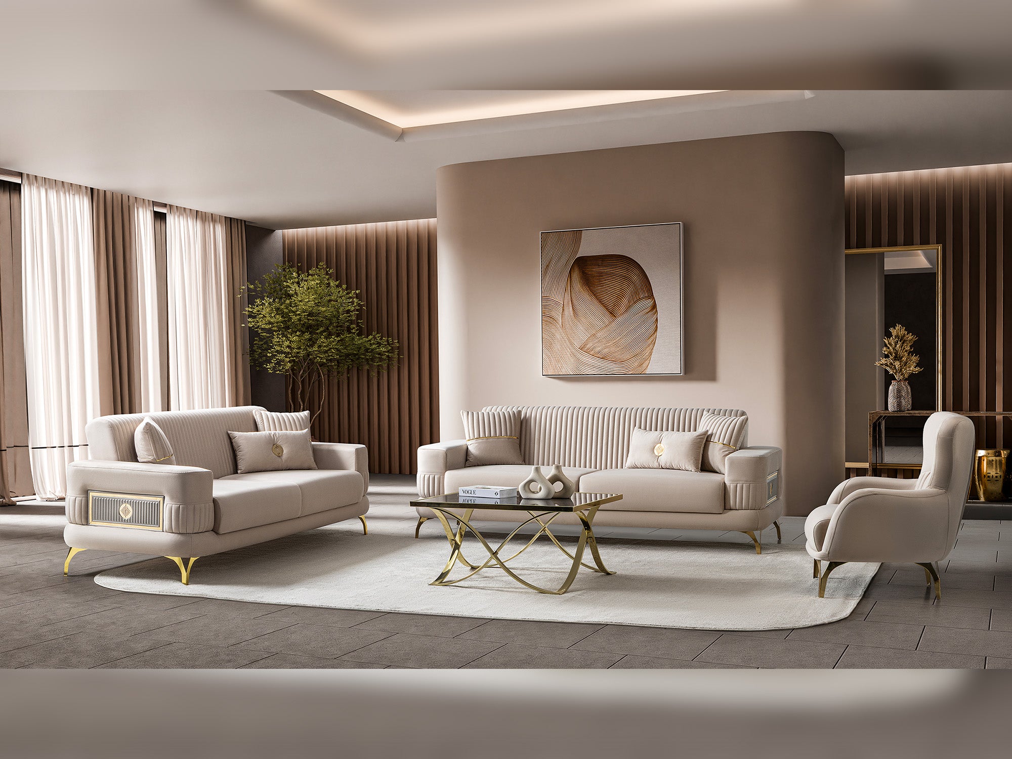 Aspendos 3-pieces (Sofa & Loveseat & Chair) Livingroom Set