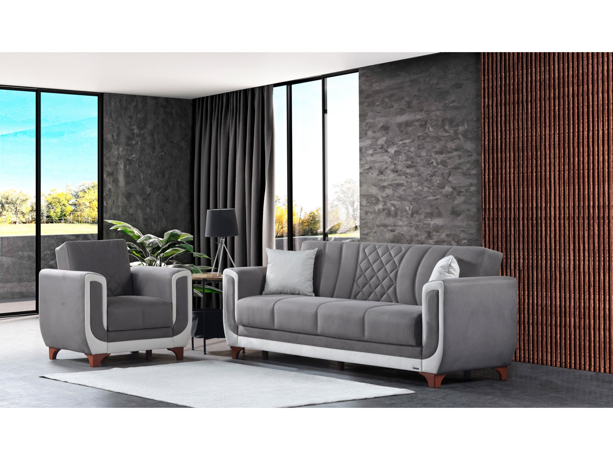 Berre 3-pieces (Sofa & Loveseat & Chair) Livingroom Set Grey