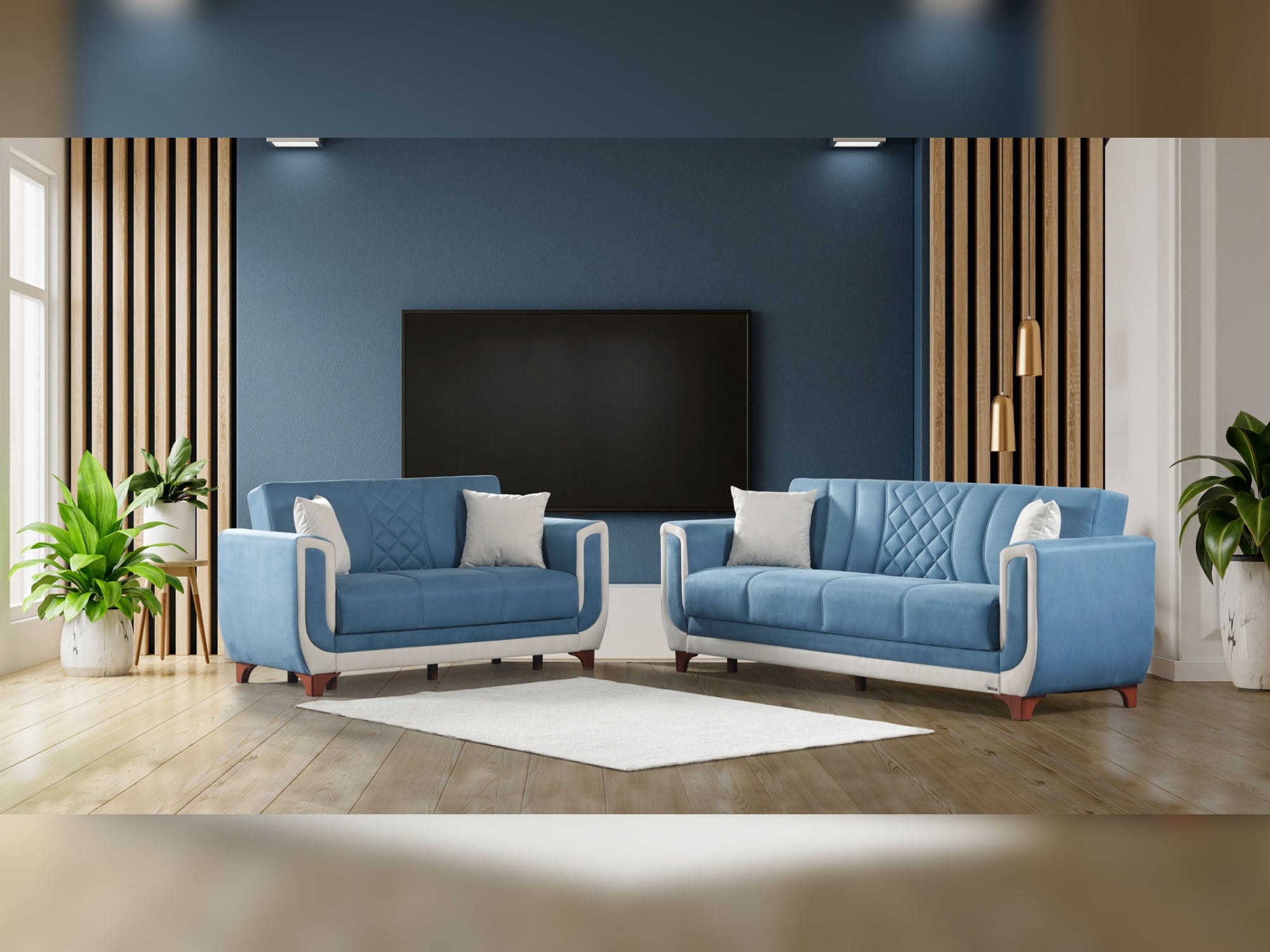 Berre Convertible Loveseat Blue