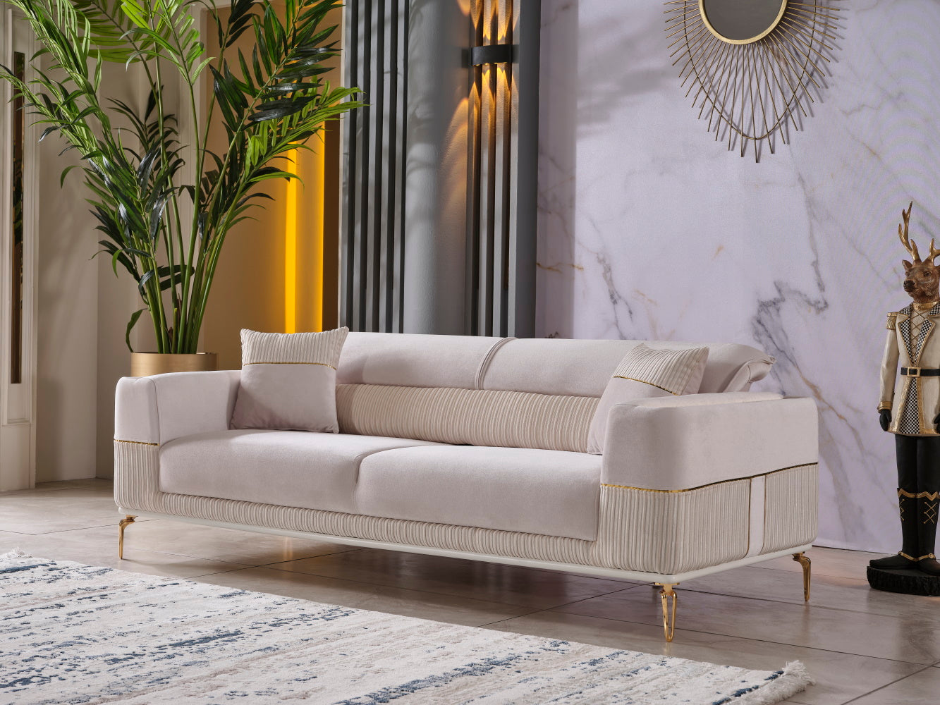 Berlin 3-pieces (Sofa & Loveseat & Chair)Livingroom Set Beige