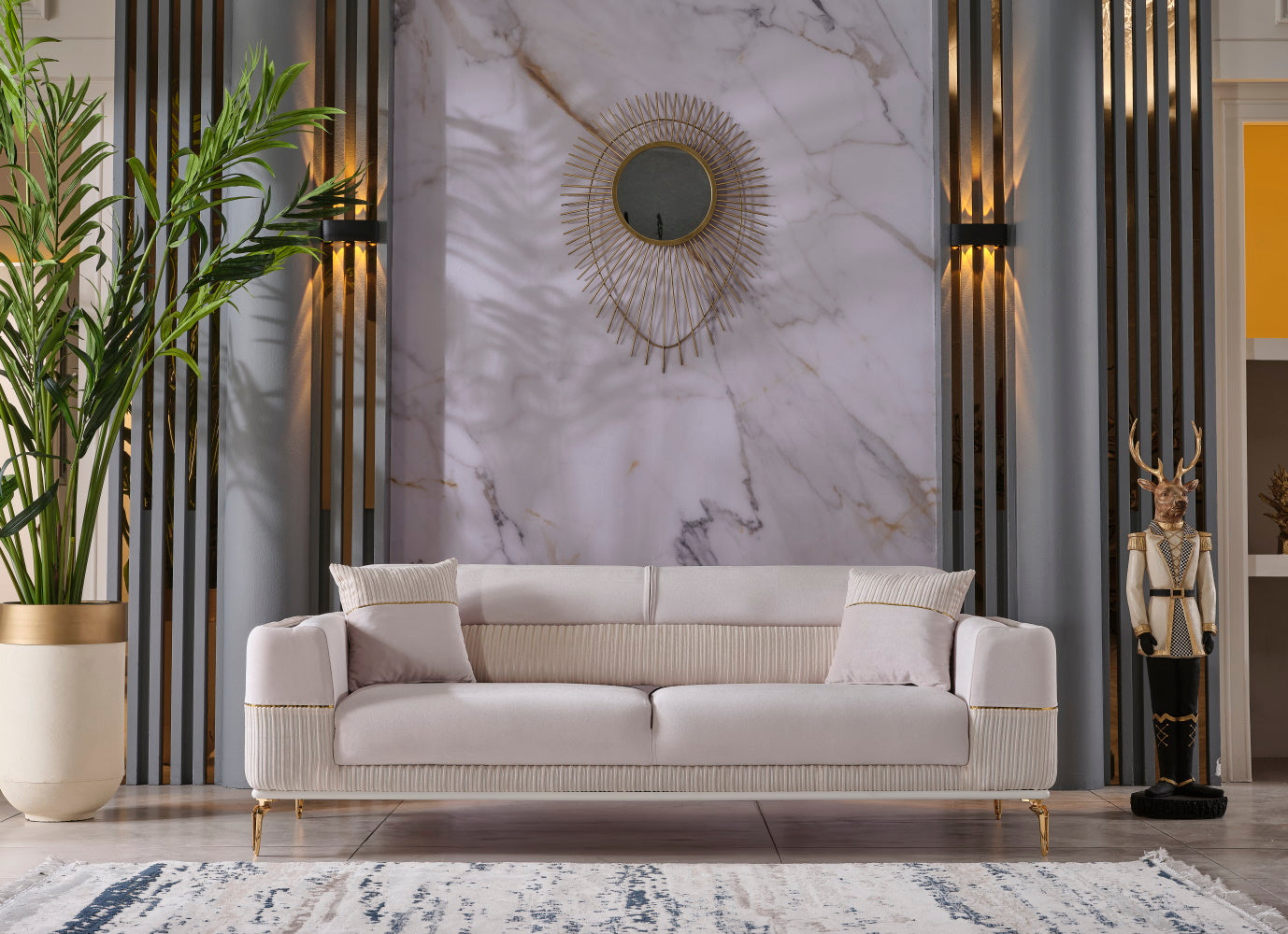 Berlin 3-pieces (Sofa & Loveseat & Chair)Livingroom Set Beige