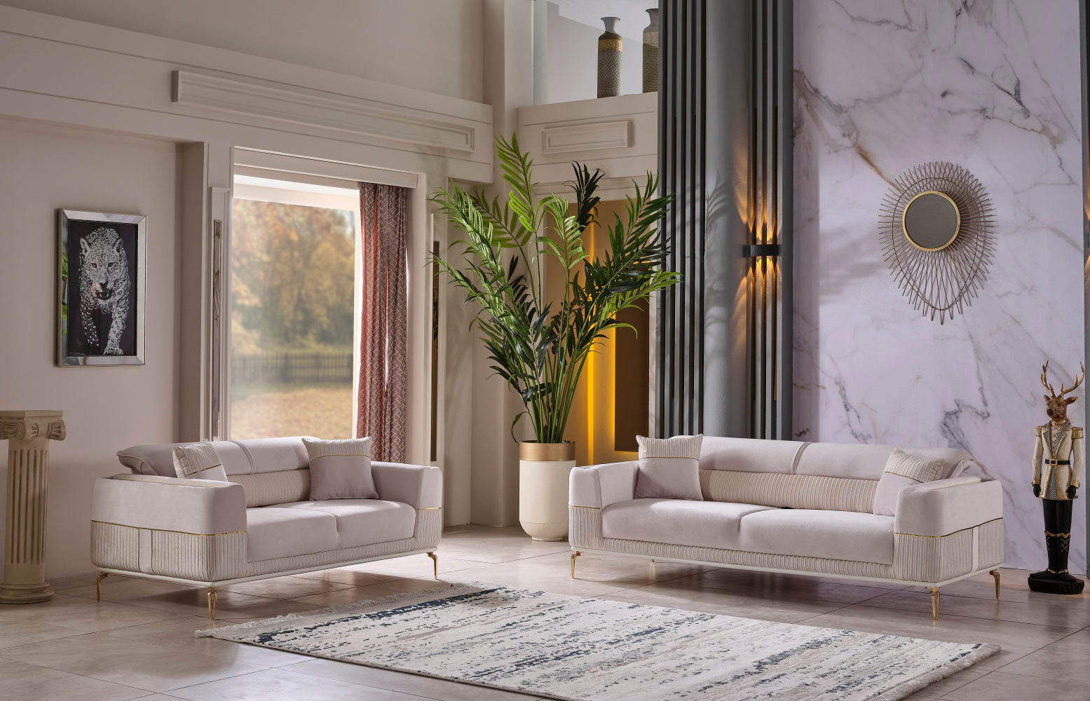 Berlin 3-pieces (Sofa & Loveseat & Chair)Livingroom Set Beige