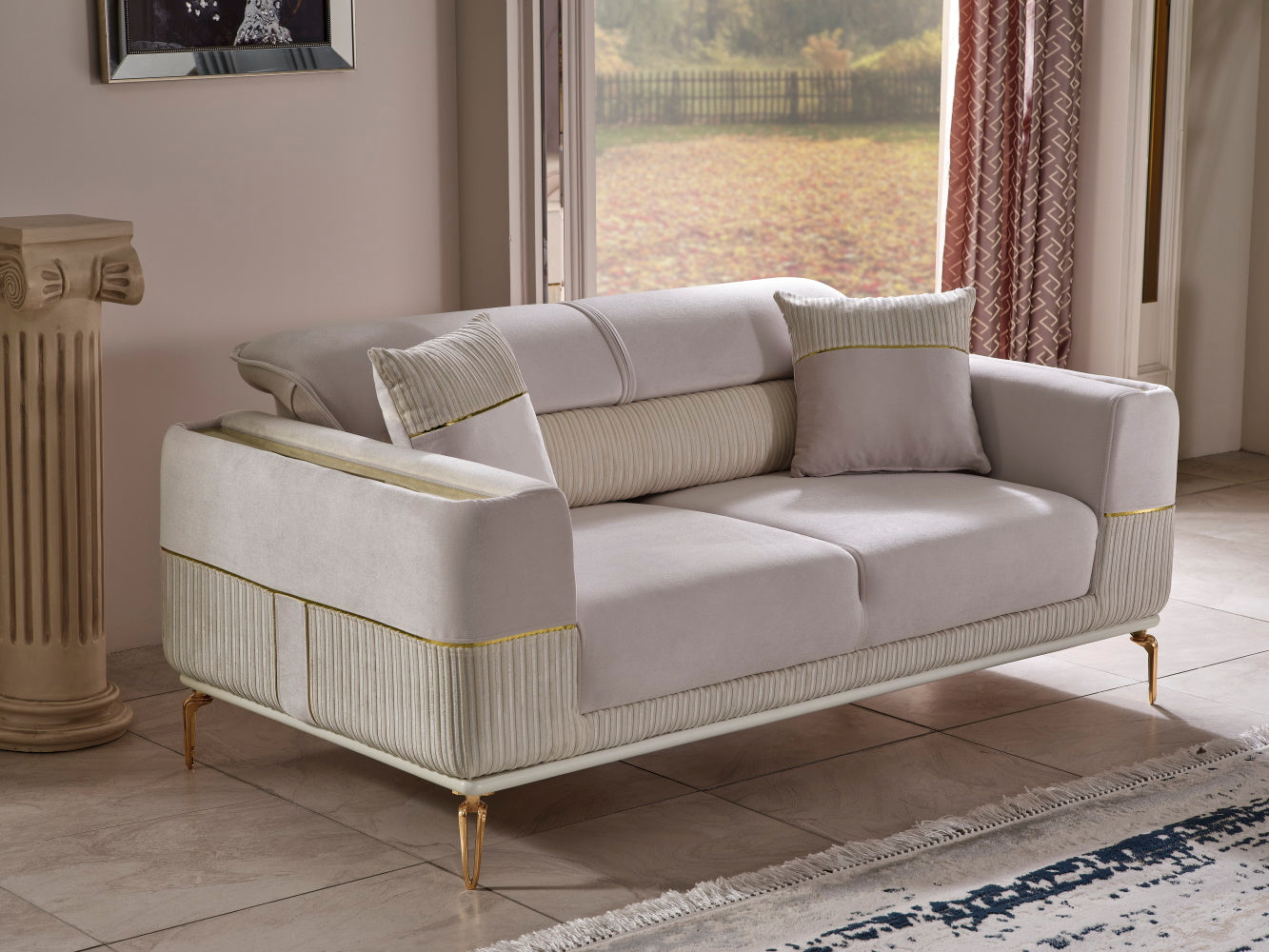 Berlin 3-pieces (Sofa & Loveseat & Chair)Livingroom Set Beige