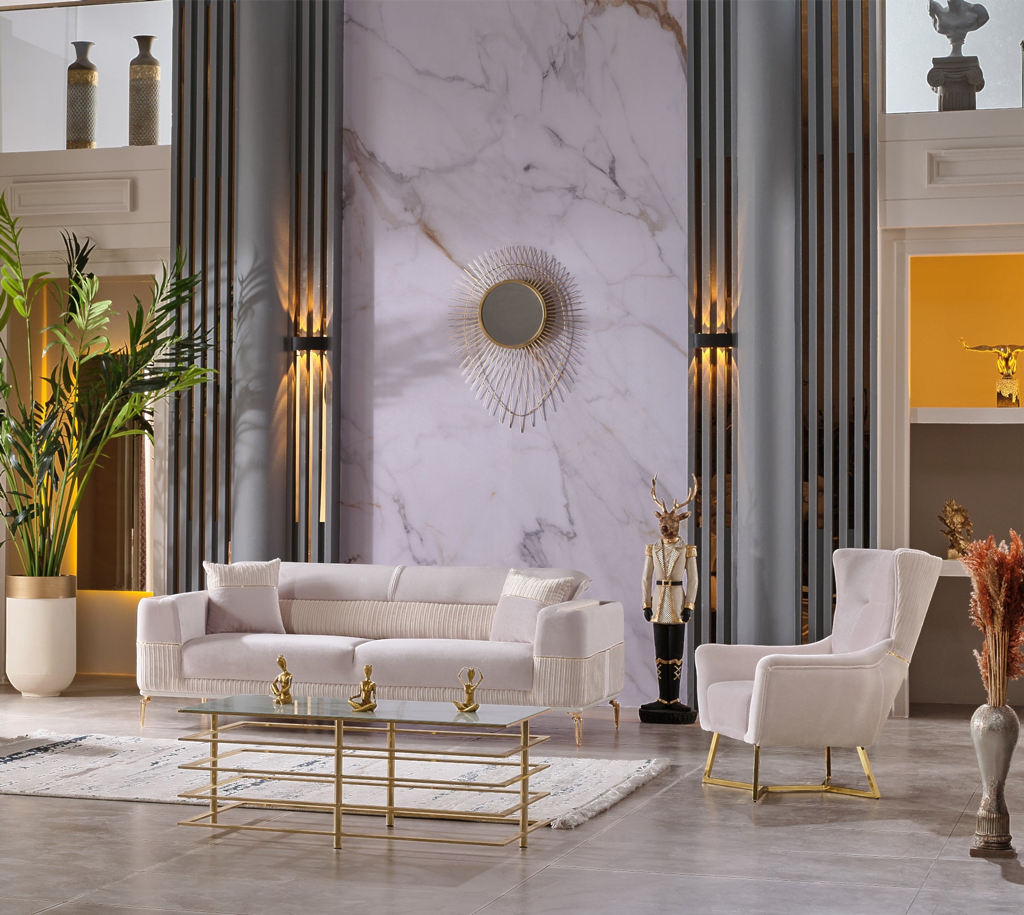 Berlin 3-pieces (Sofa & Loveseat & Chair)Livingroom Set Beige