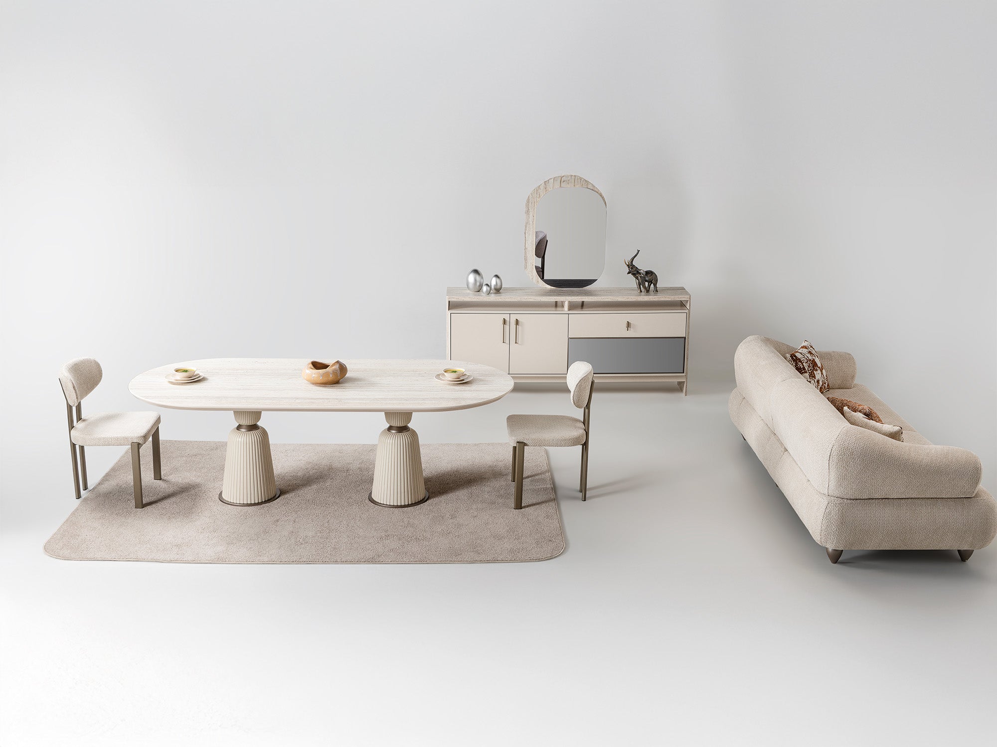 Bern Diningroom (Consol With Mirror & Dining Table & 6 Dining Chair)