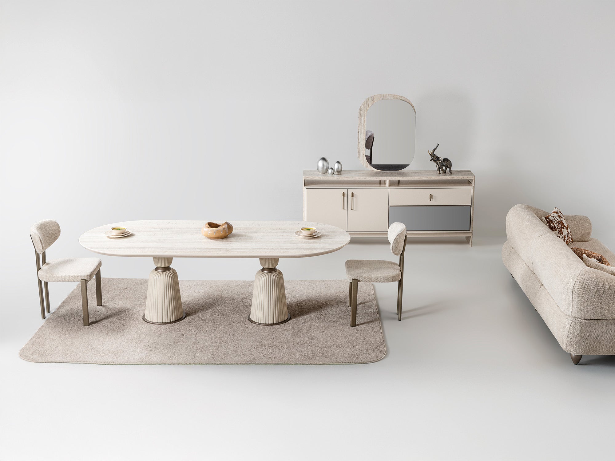 Bern Diningroom (Consol With Mirror & Dining Table & 6 Dining Chair)