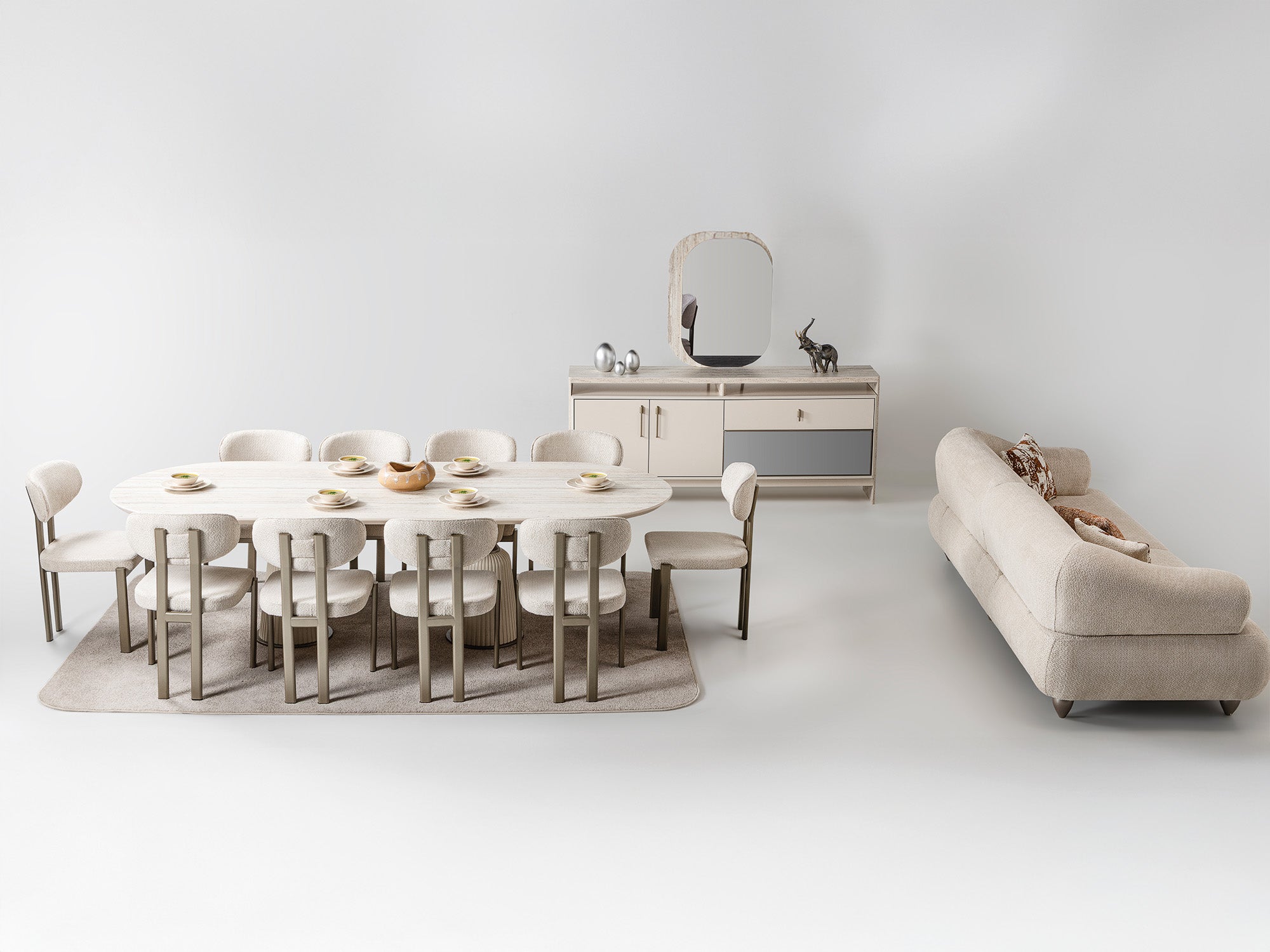 Bern Diningroom (Consol With Mirror & Dining Table & 6 Dining Chair)