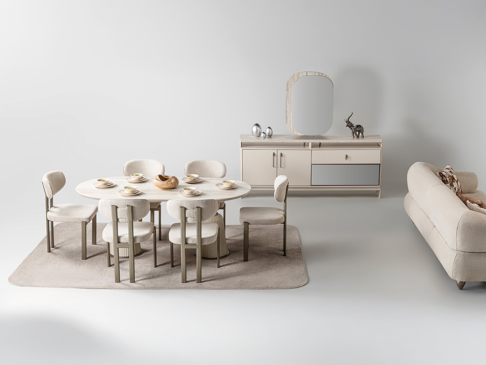 Bern Diningroom (Consol With Mirror & Dining Table & 6 Dining Chair)