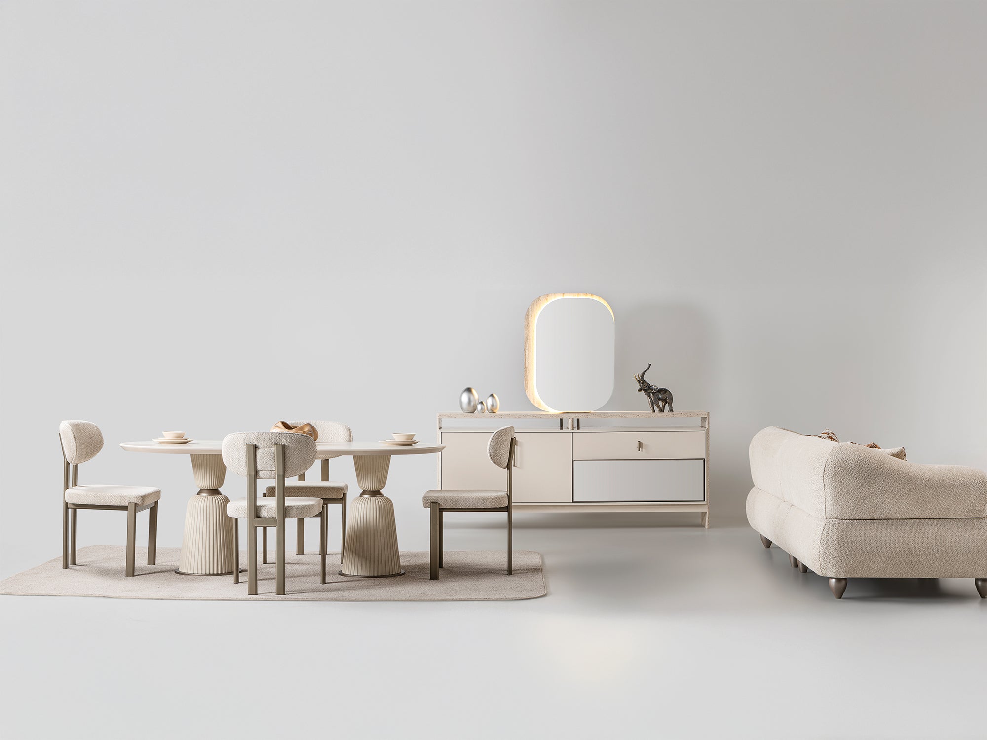 Bern Diningroom (Consol With Mirror & Dining Table & 6 Dining Chair)