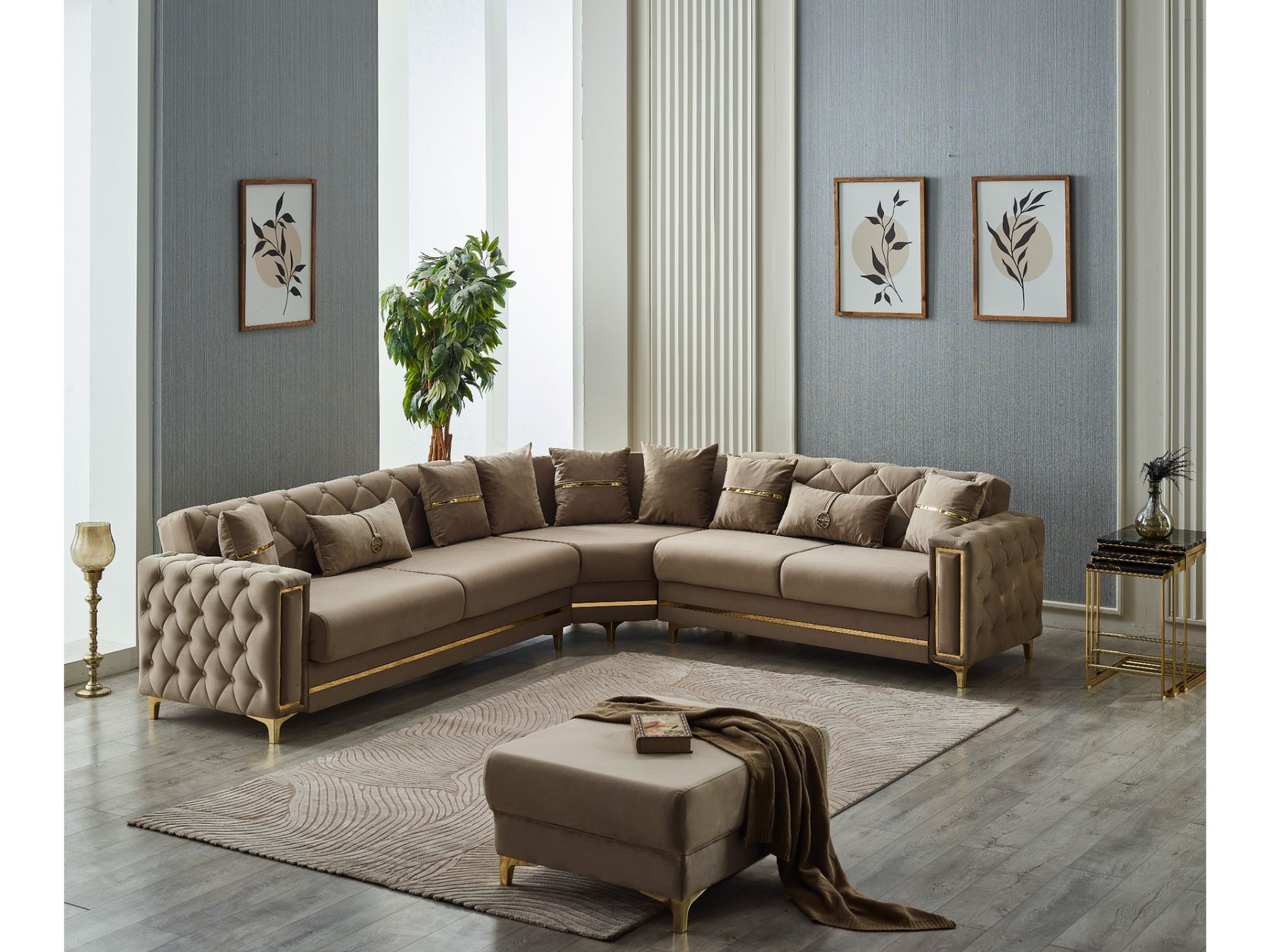 Bolivya Convertible Sectional Sofa Beige
