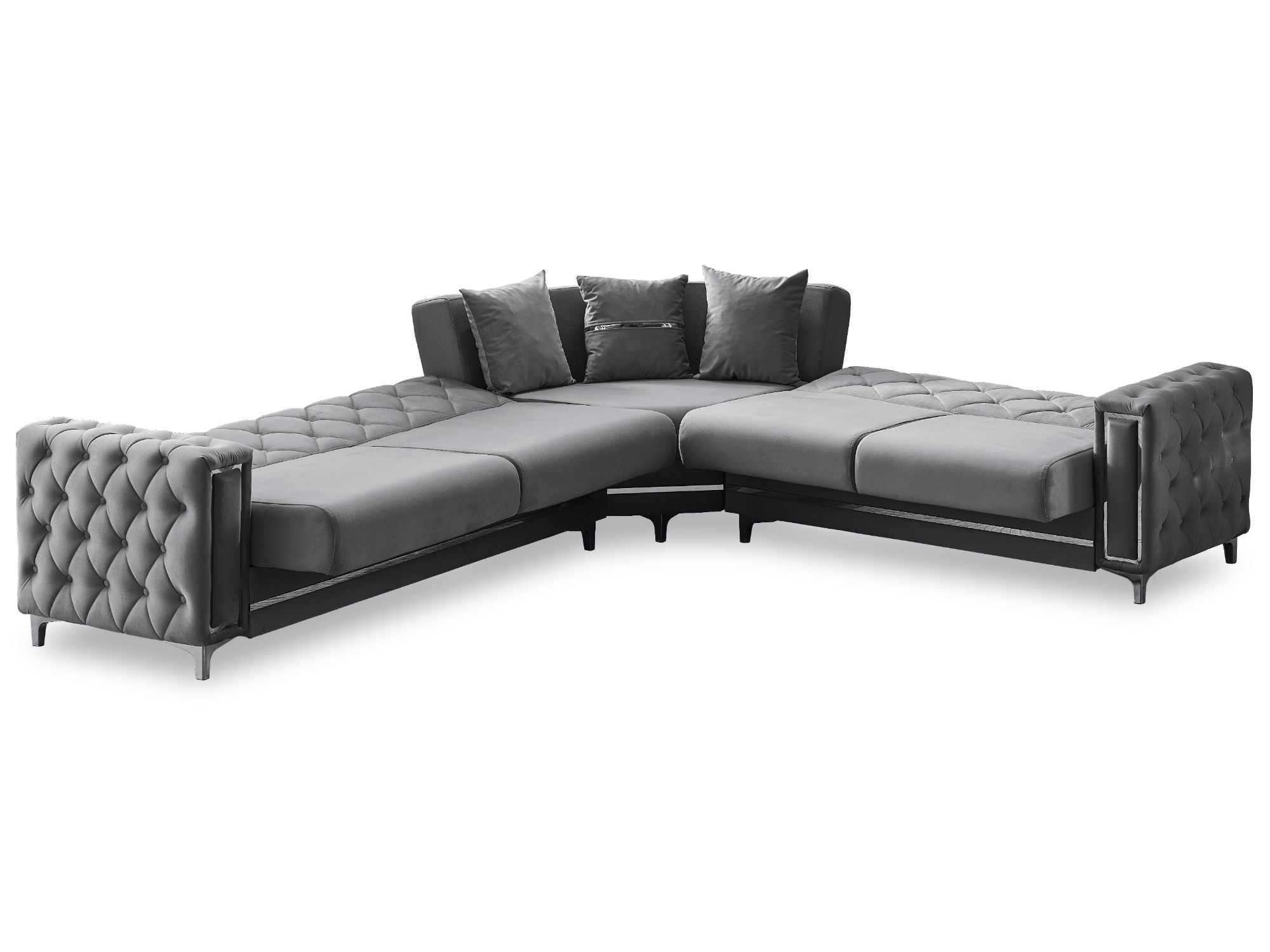 Bolivya Convertible Sectional Sofa Grey