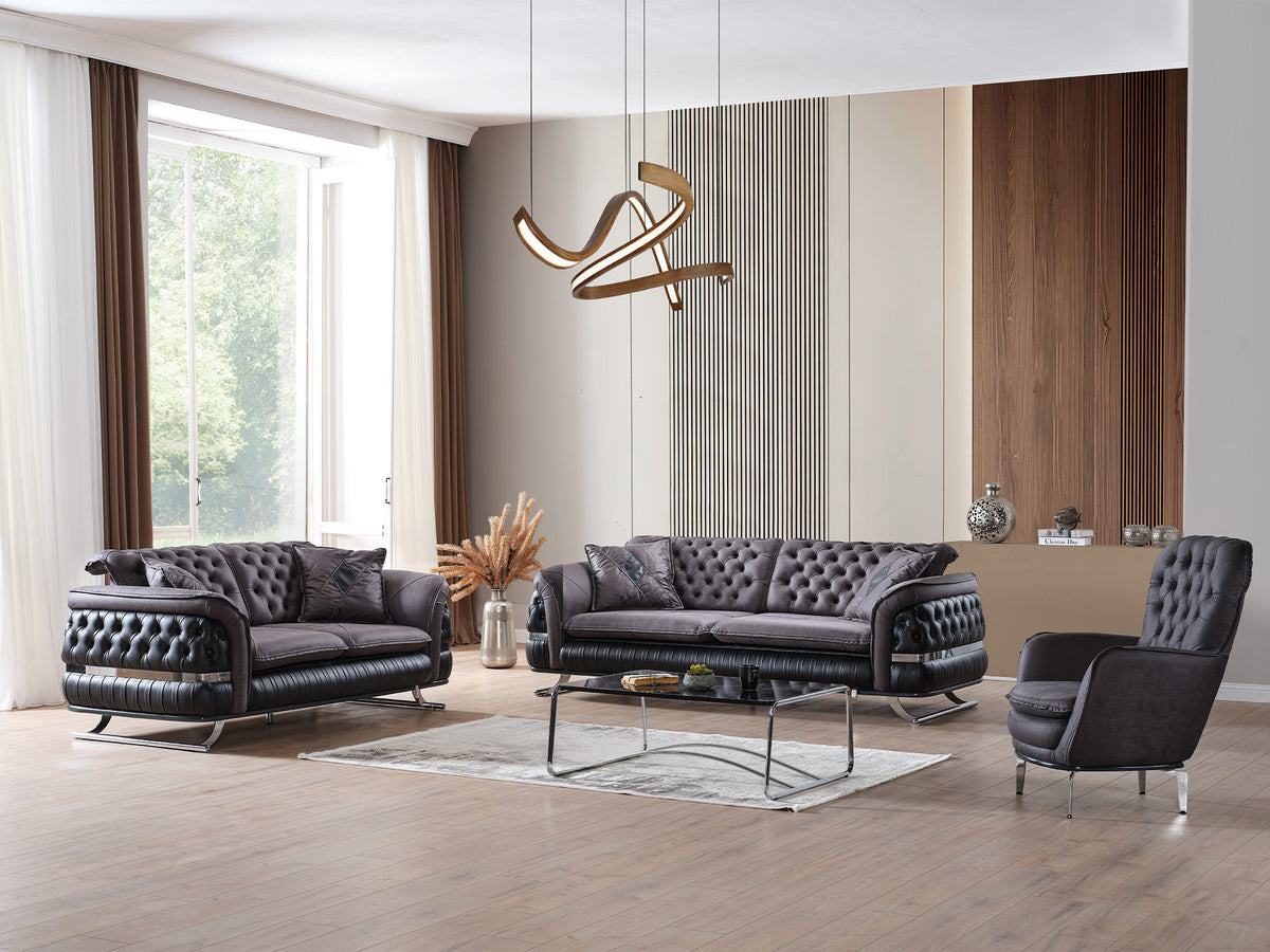 Bravo 3-pieces (Sofa & Loveseat & Chair) Livingroom Set Black
