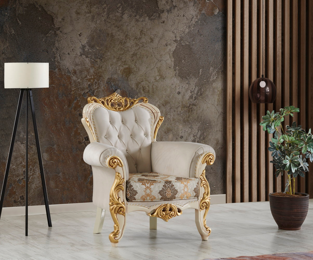 Buse 4-pieces (2 Sofa & 2 Chair) Livingroom Set Cream