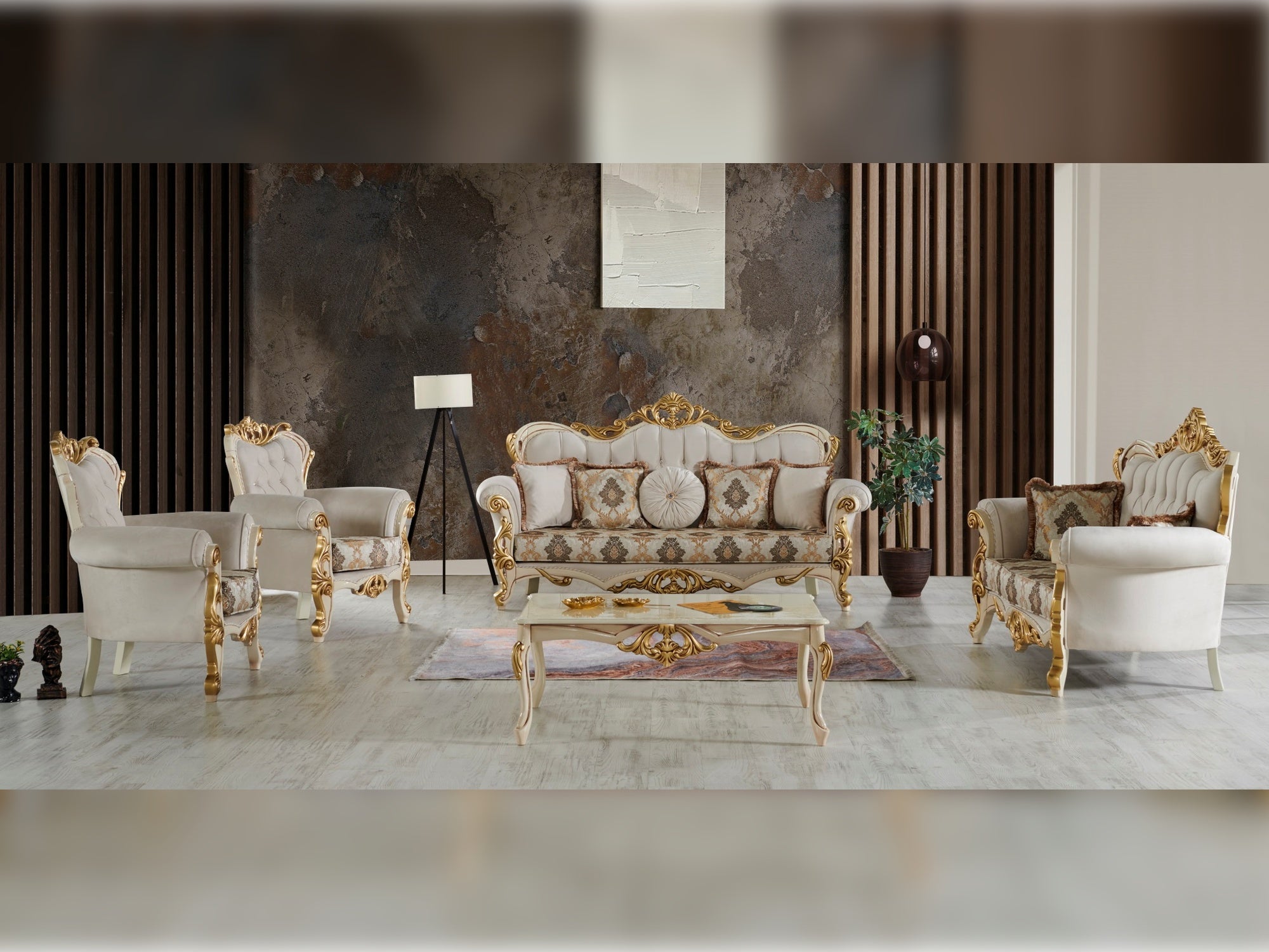 Buse 4-pieces (2 Sofa & 2 Chair) Livingroom Set Cream