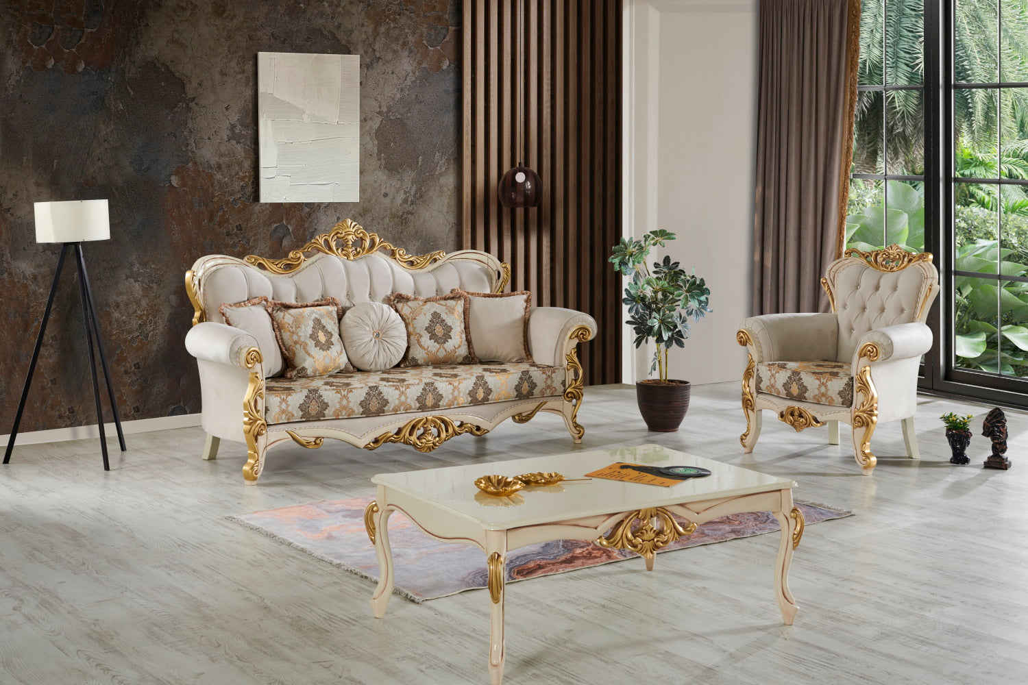 Buse 4-pieces (2 Sofa & 2 Chair) Livingroom Set Cream