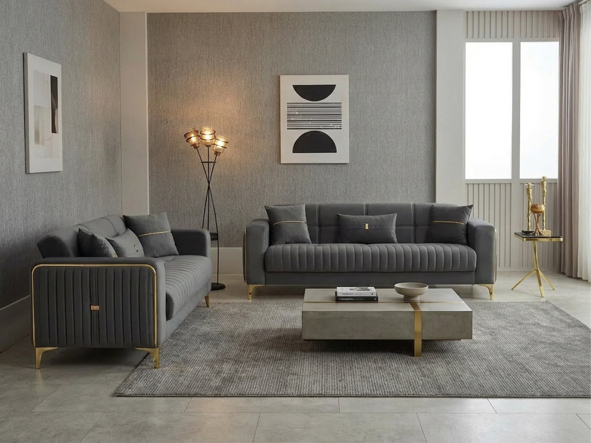 Carmela 2-pieces (Sofa & Loveseat) Livingroom Set Anthracite