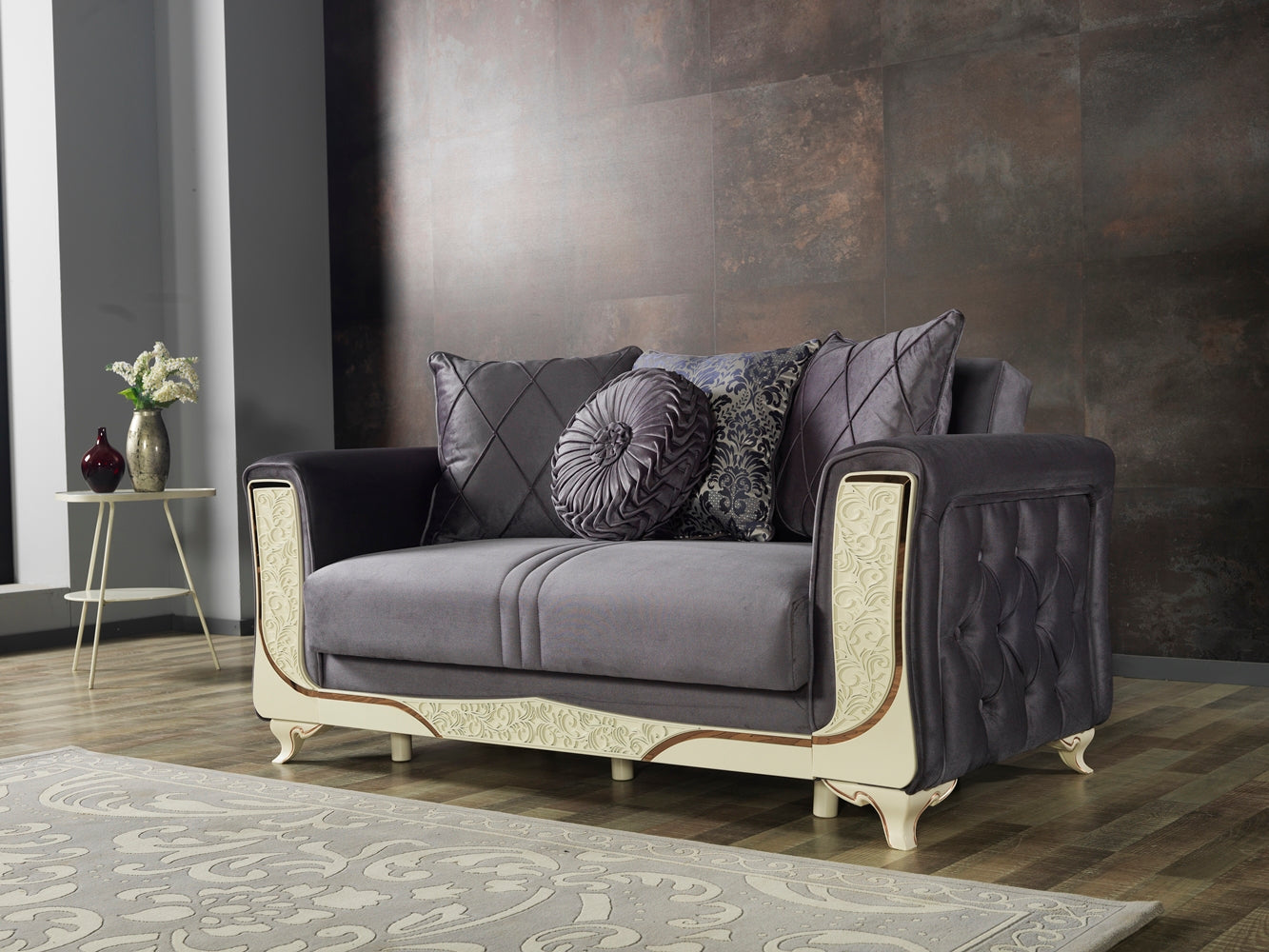 Carmen Convertible Loveseat Dark Grey