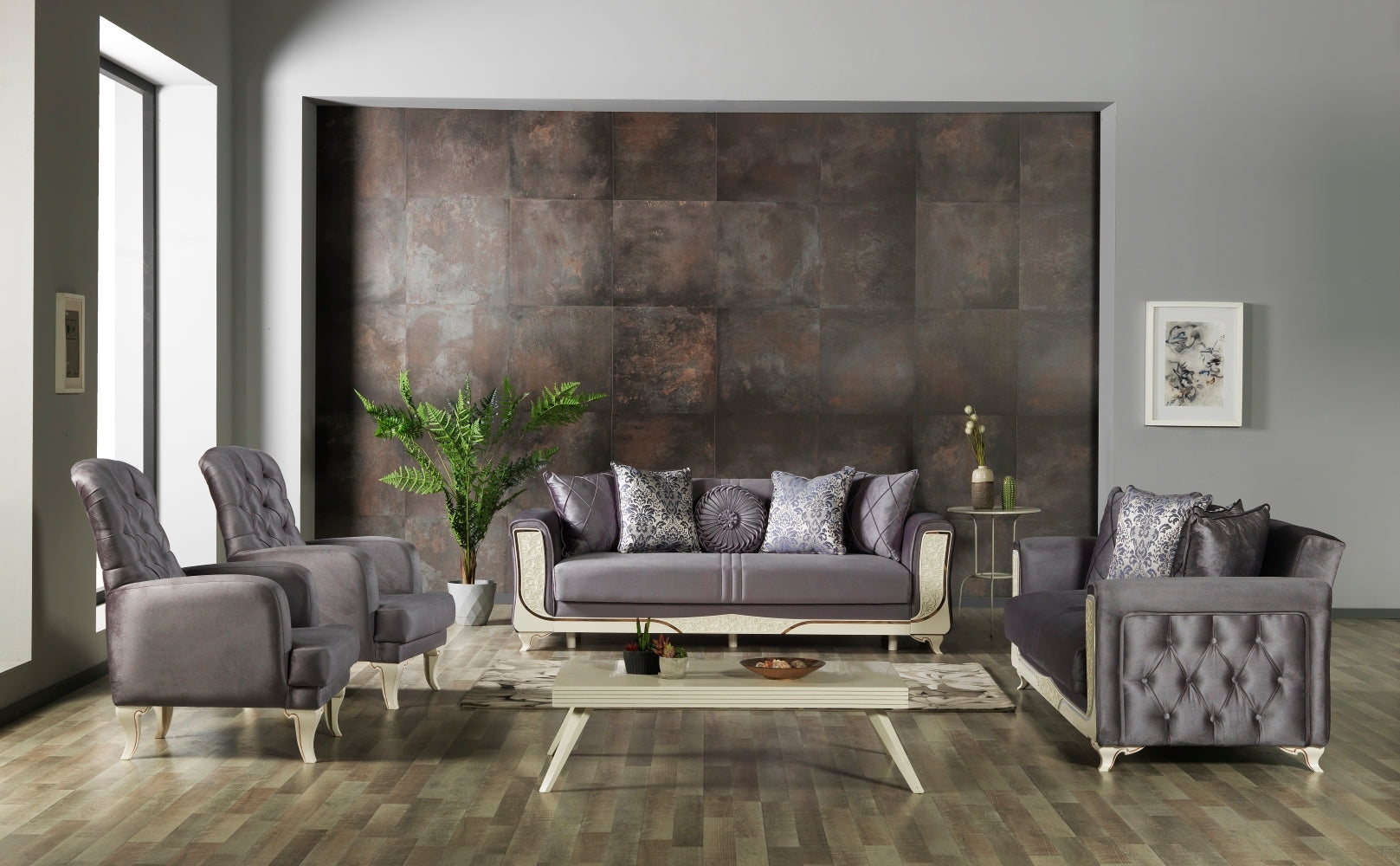 Carmen Convertible Loveseat Dark Grey