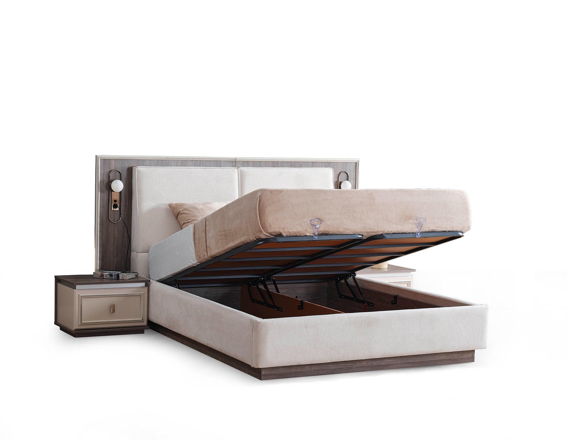 Carmen Bedroom (Queen Frame With Headboard & Dresser With Mirror & Ottoman & 2 Nightstand)