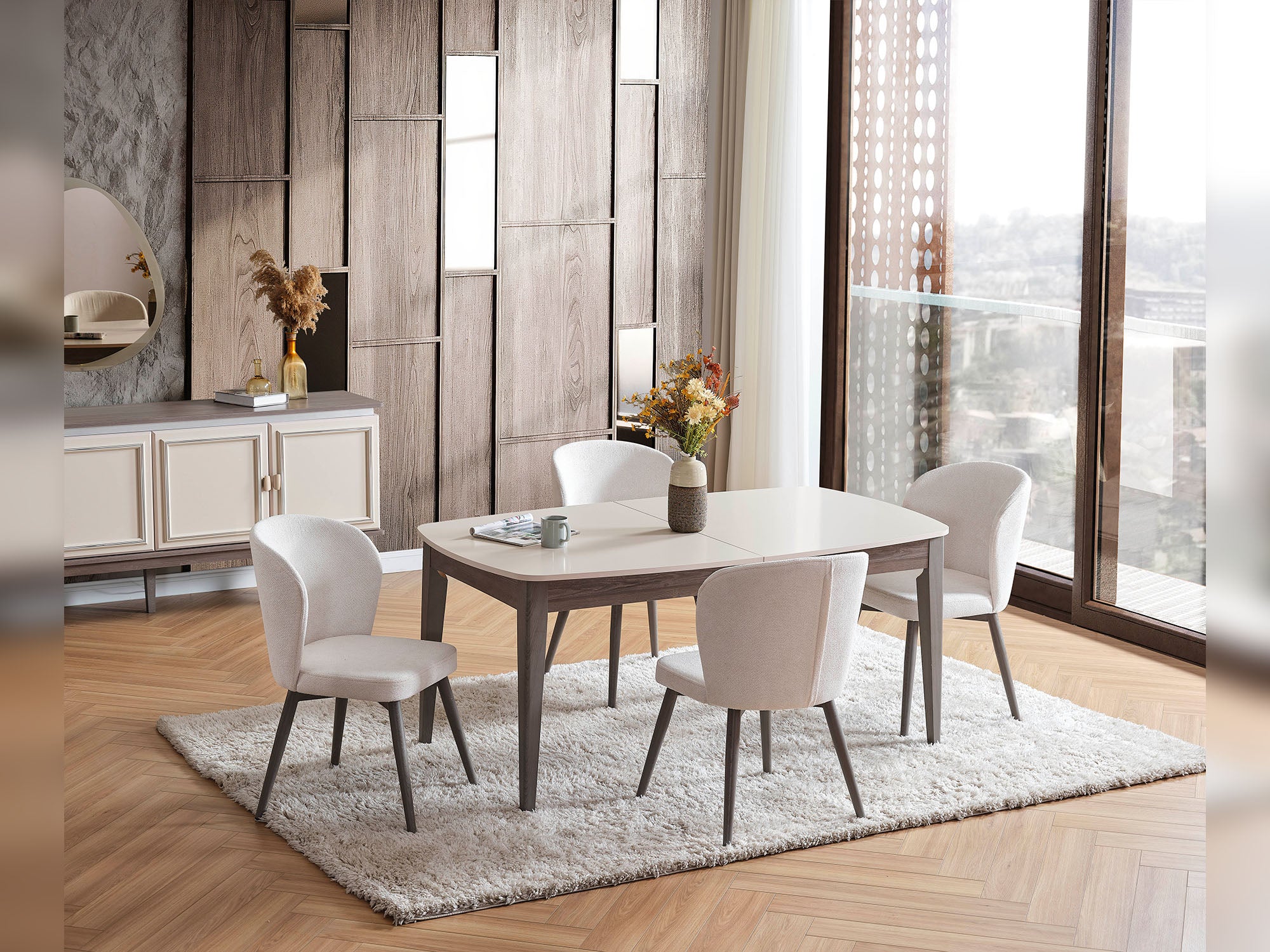 Carmen Diningroom (Consol With Mirror & Dining Table & 6 Dining Chair)