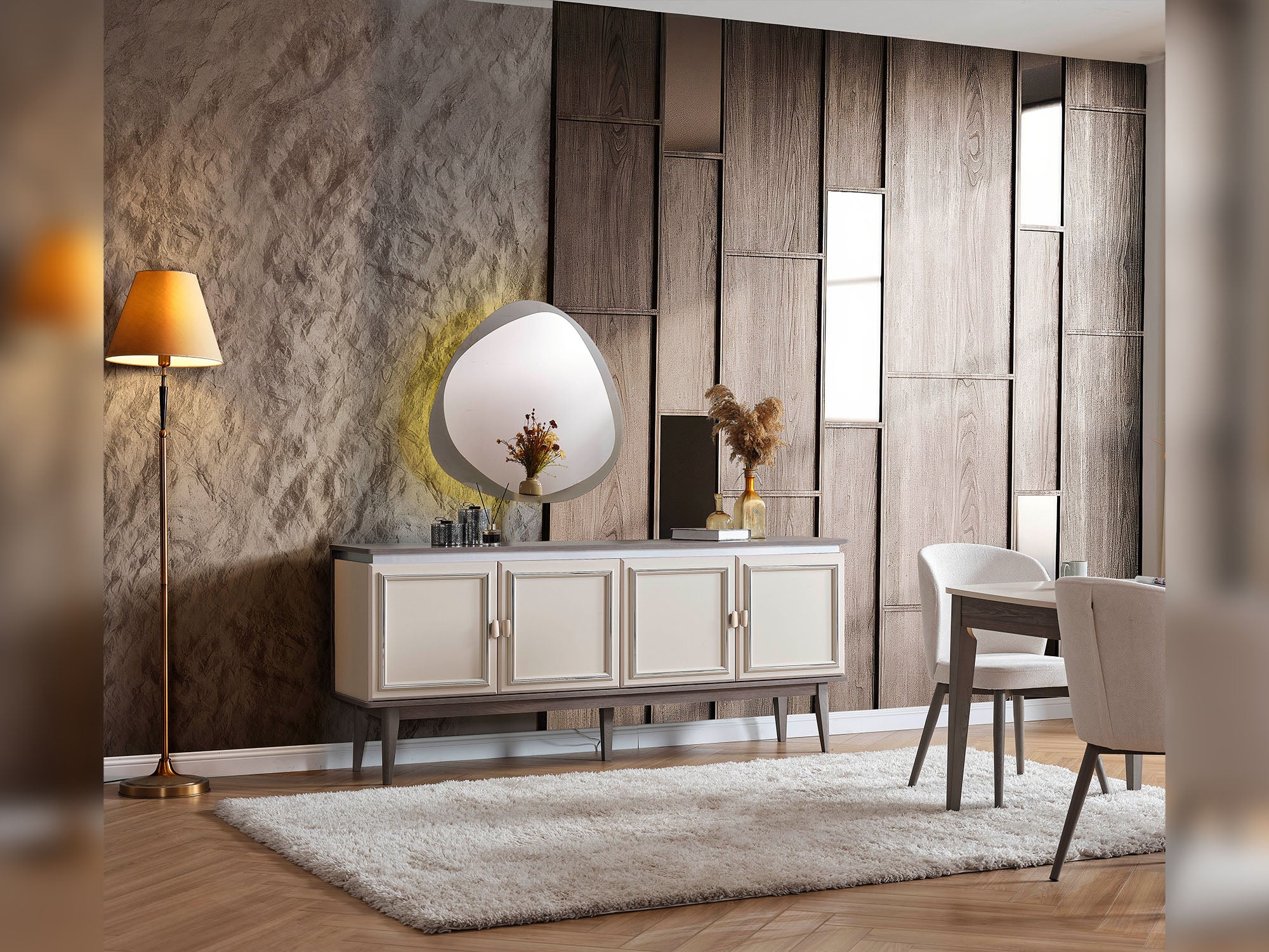 Carmen Diningroom (Consol With Mirror & Dining Table & 6 Dining Chair)