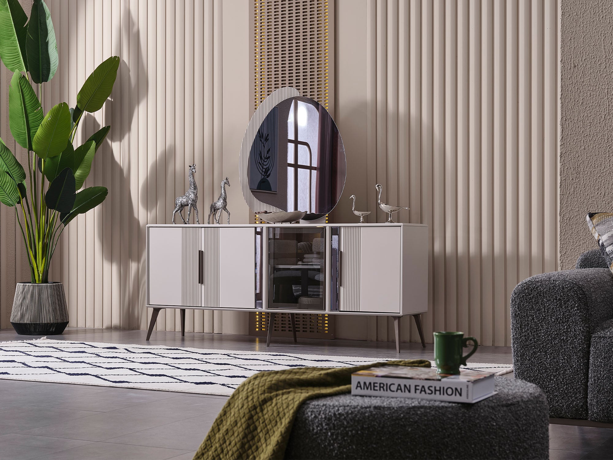 Cenova Diningroom (Consol With Mirror & Dining Table & 6 Dining Chair)