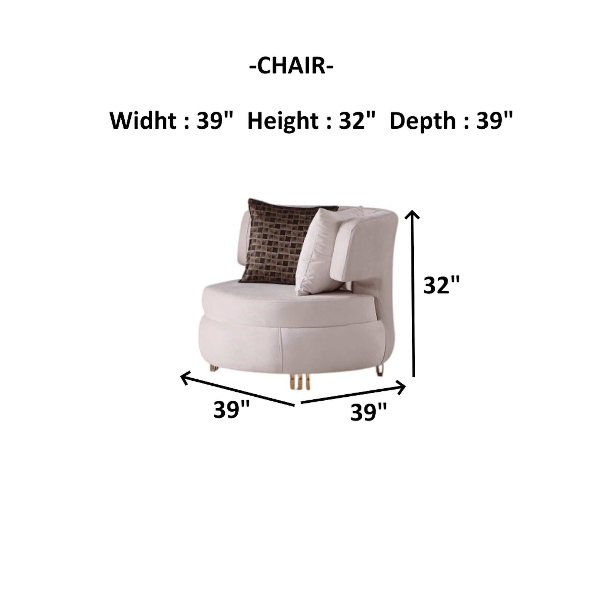 Monaco 3-pieces (Sofa & Loveseat & Chair) Livingroom Set Cream