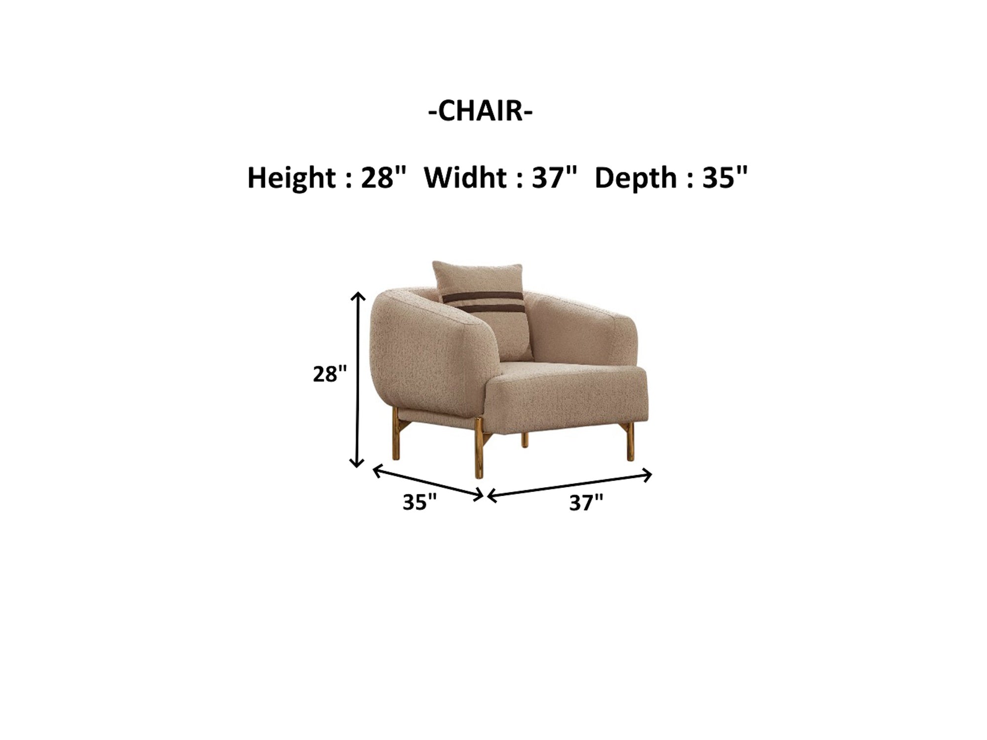 Shelby 3-pieces (Sofa & Loveseat & Chair) Livingroom Set Beige