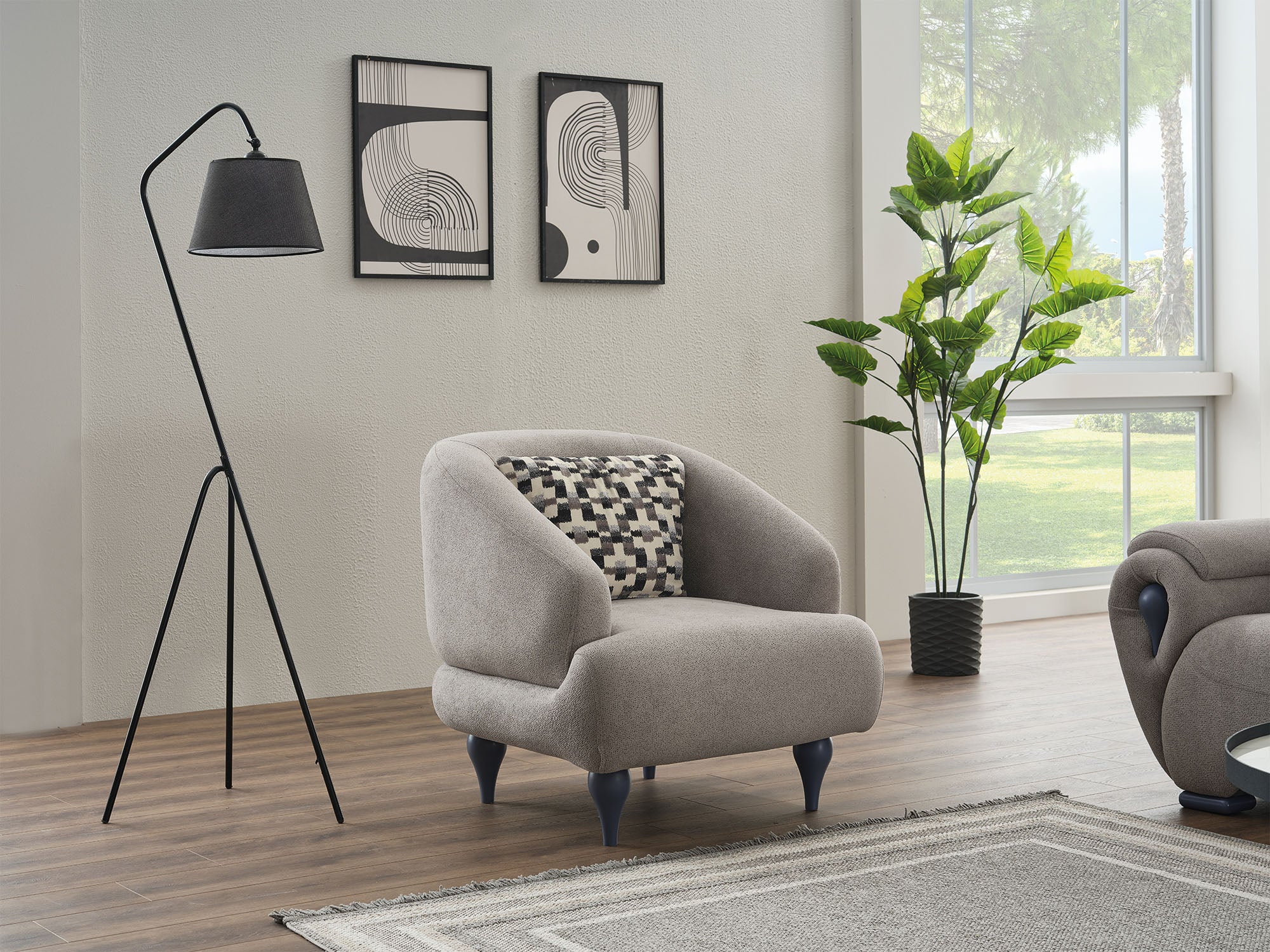 Damla 3-pieces (Sofa & Loveseat & Chair) Livingroom Set Cream