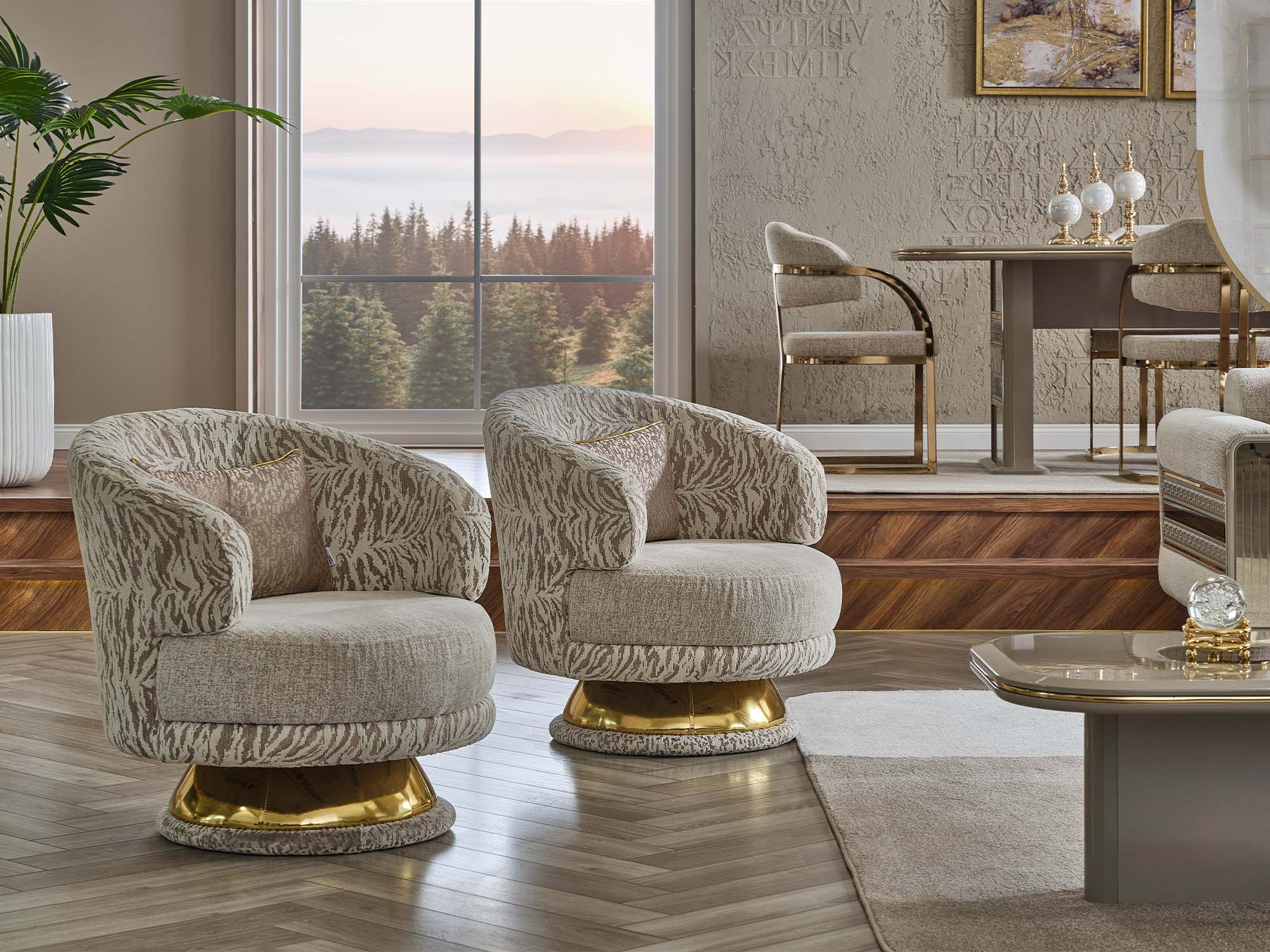 Delux 3-pieces (Sofa & Loveseat & Chair) Livingroom Set Cream