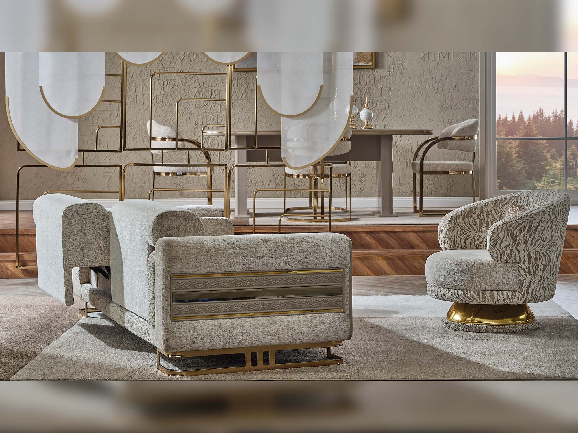 Delux 3-pieces (Sofa & Loveseat & Chair) Livingroom Set Cream