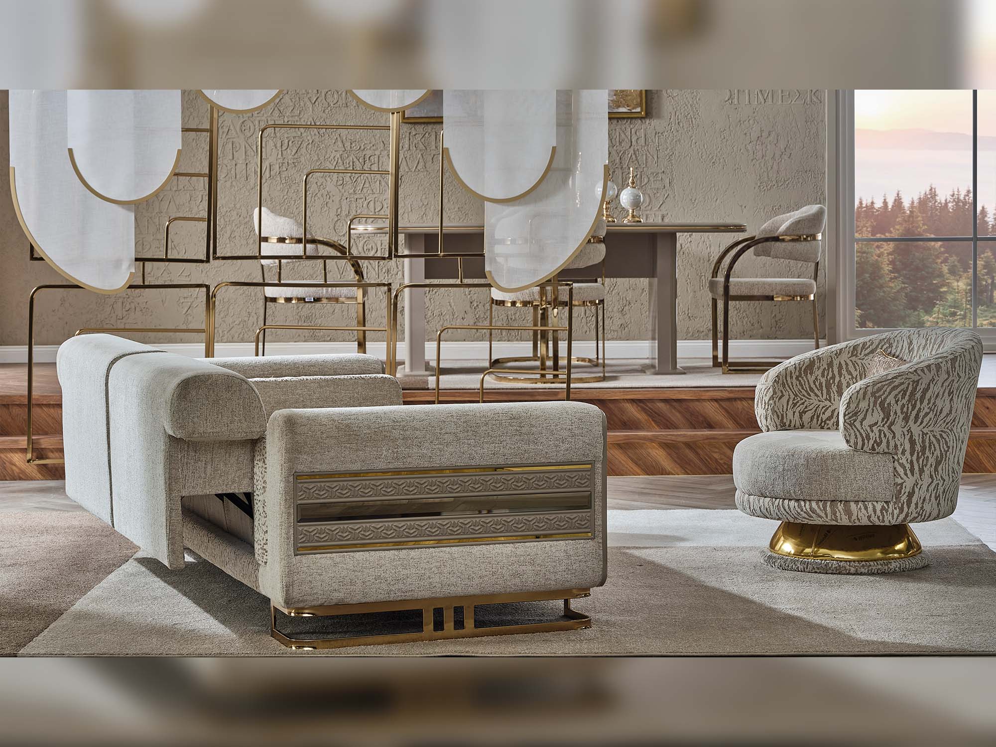 Delux 3-pieces (Sofa & Loveseat & Chair) Livingroom Set Cream