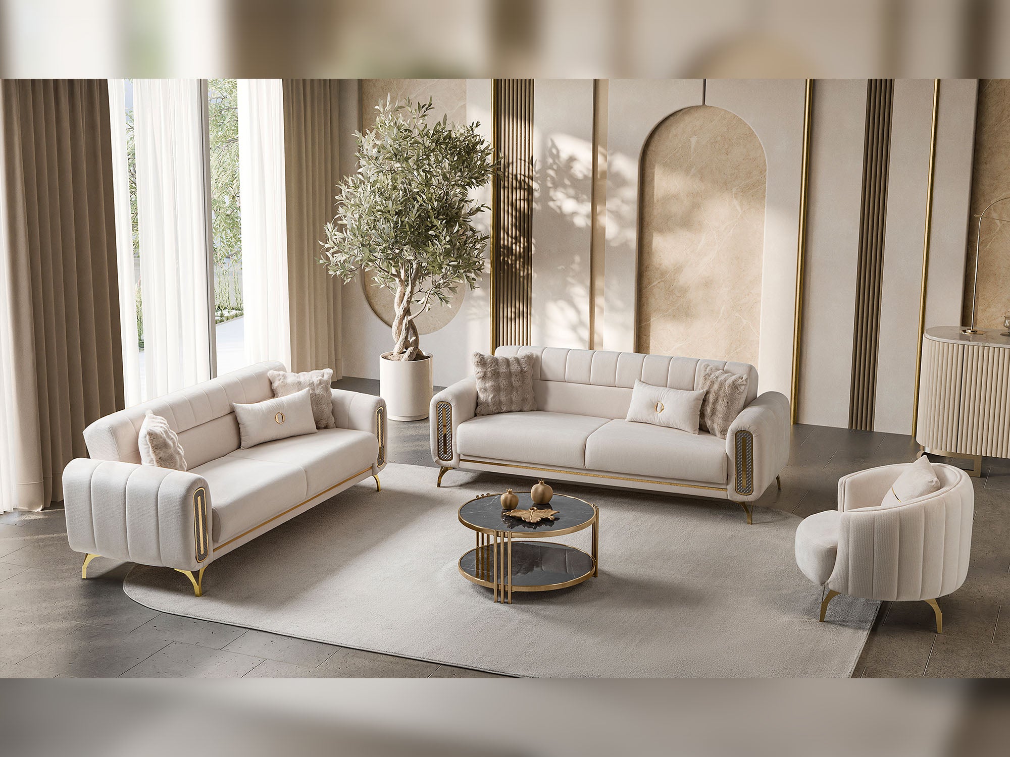 Dior 3-pieces (Sofa & Loveseat & Chair) Livingroom Set